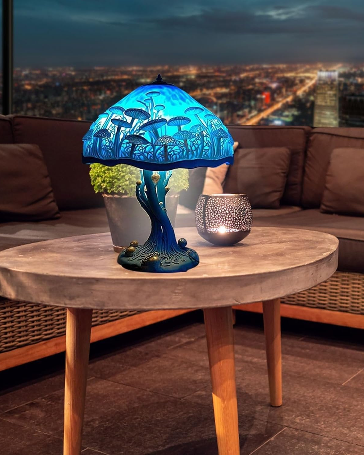 Colorful Resin Mushroom Lamp with LED Glow