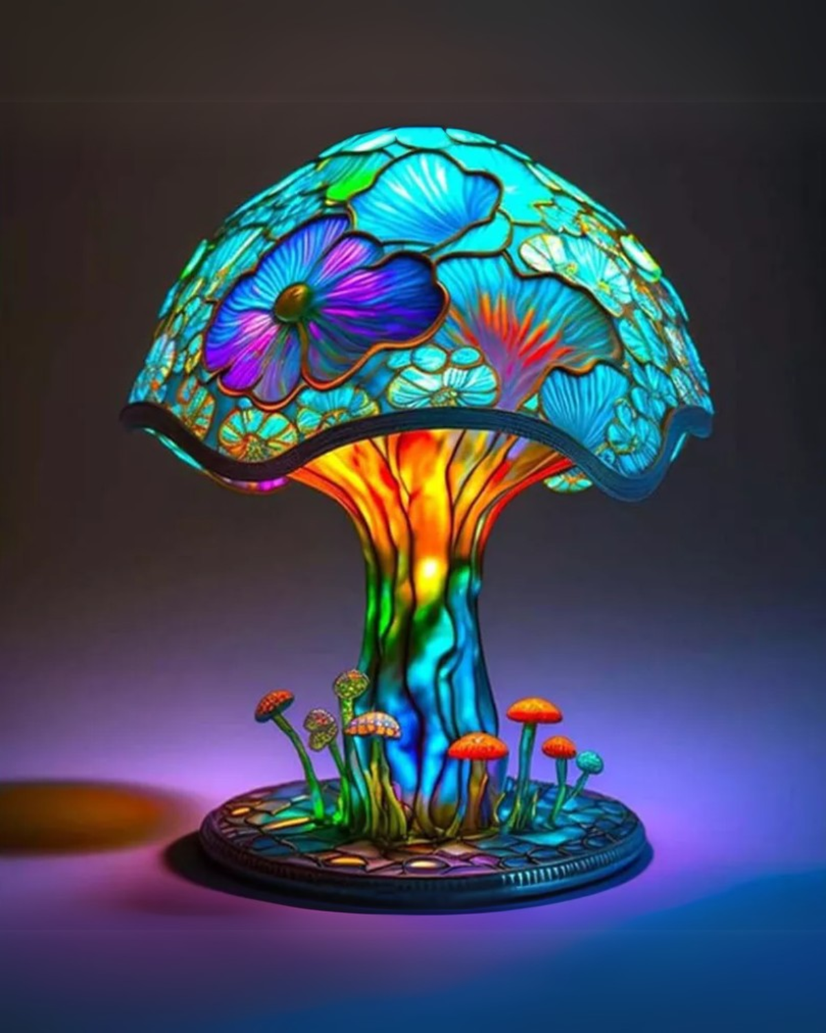 Colorful Resin Mushroom Lamp with LED Glow