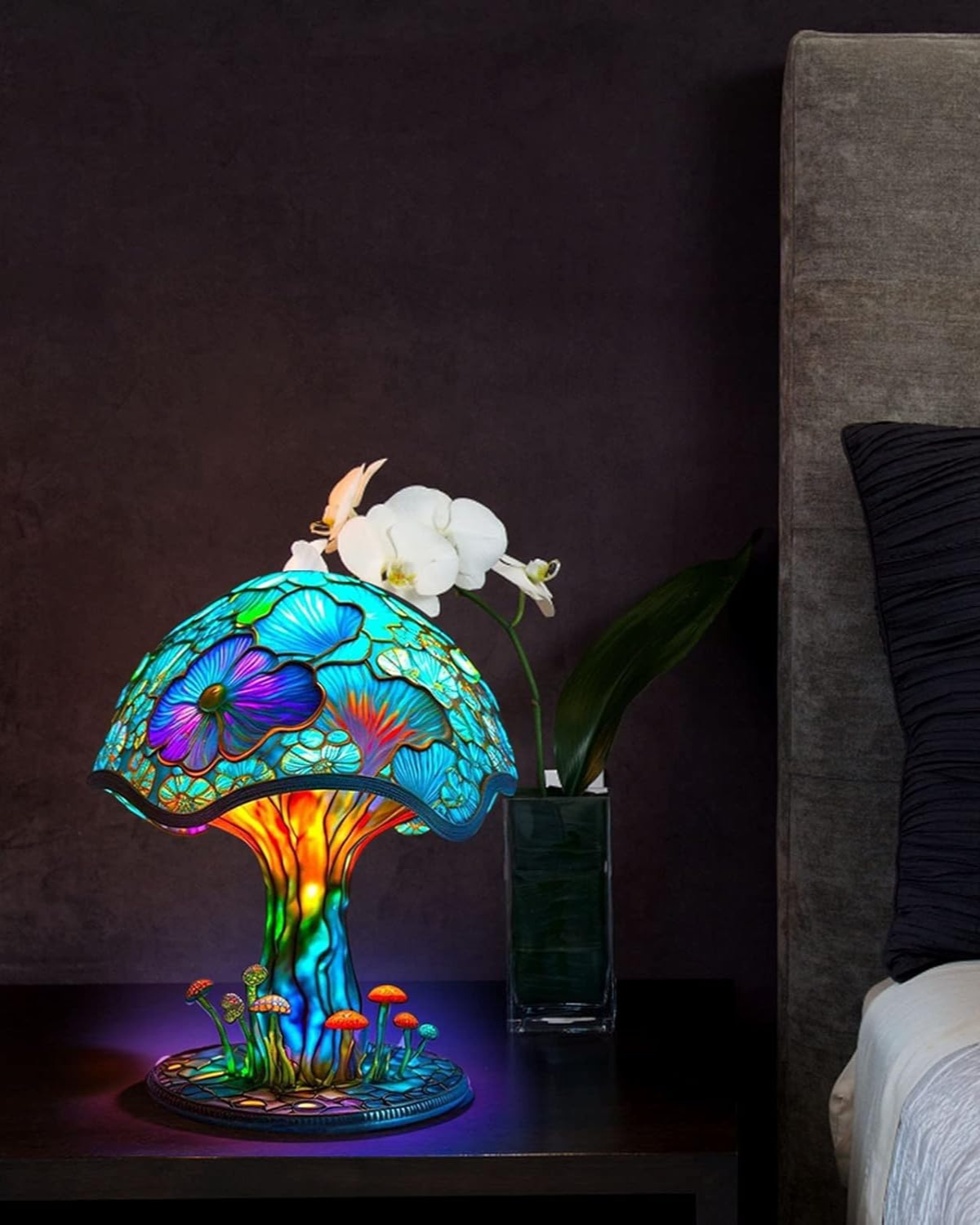 Colorful Resin Mushroom Lamp with LED Glow