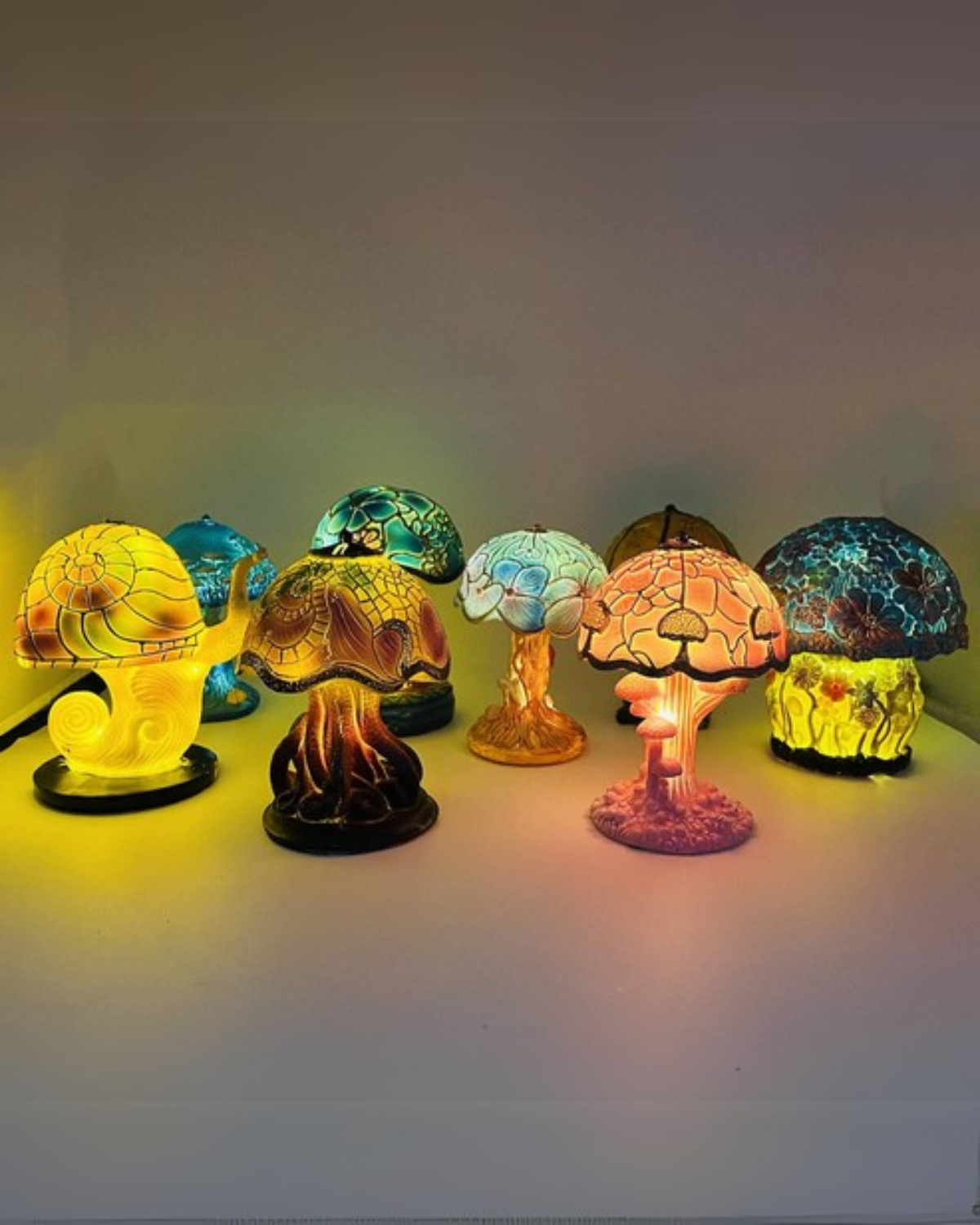 Colorful Resin Mushroom Lamp with LED Glow
