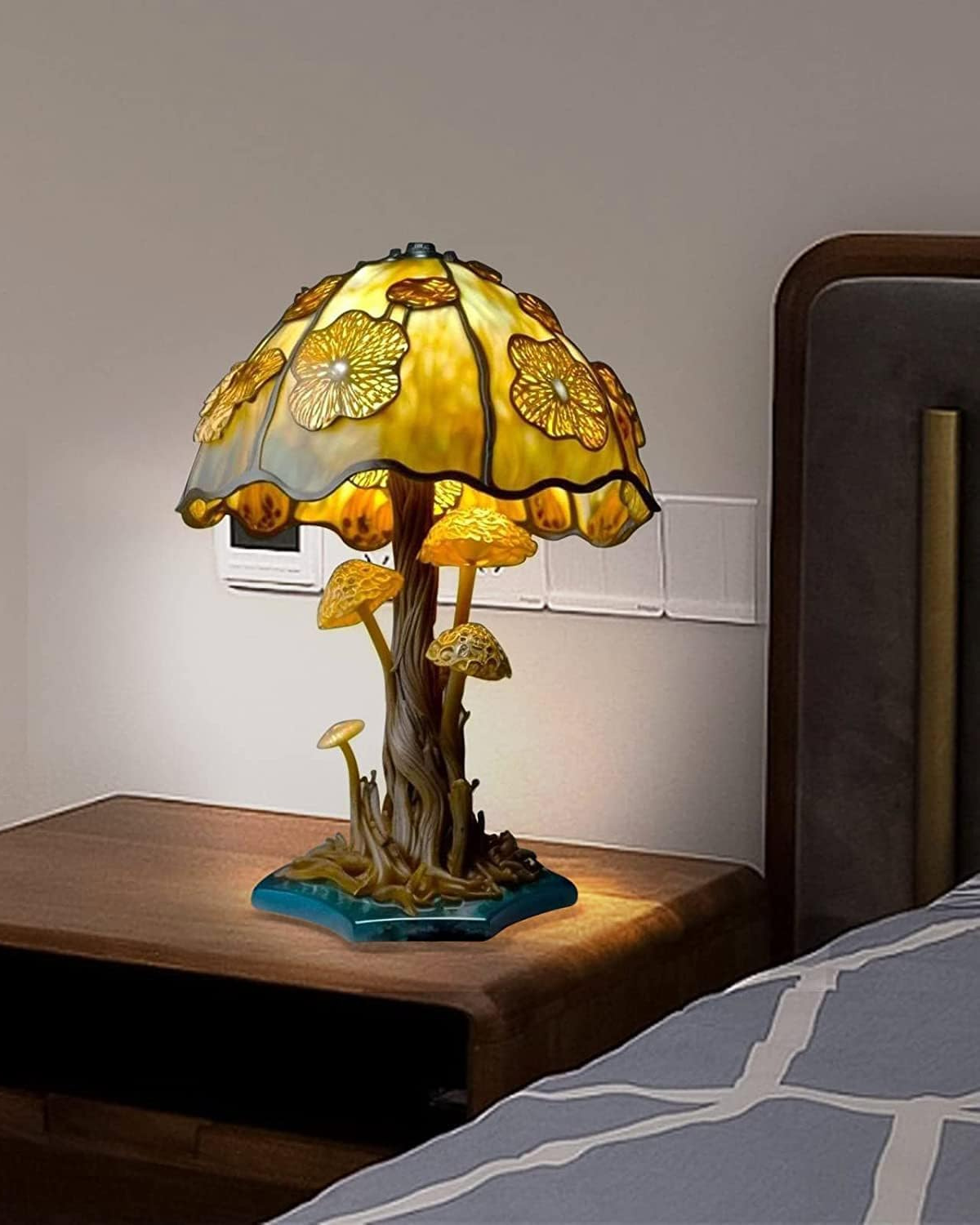 Colorful Resin Mushroom Lamp with LED Glow