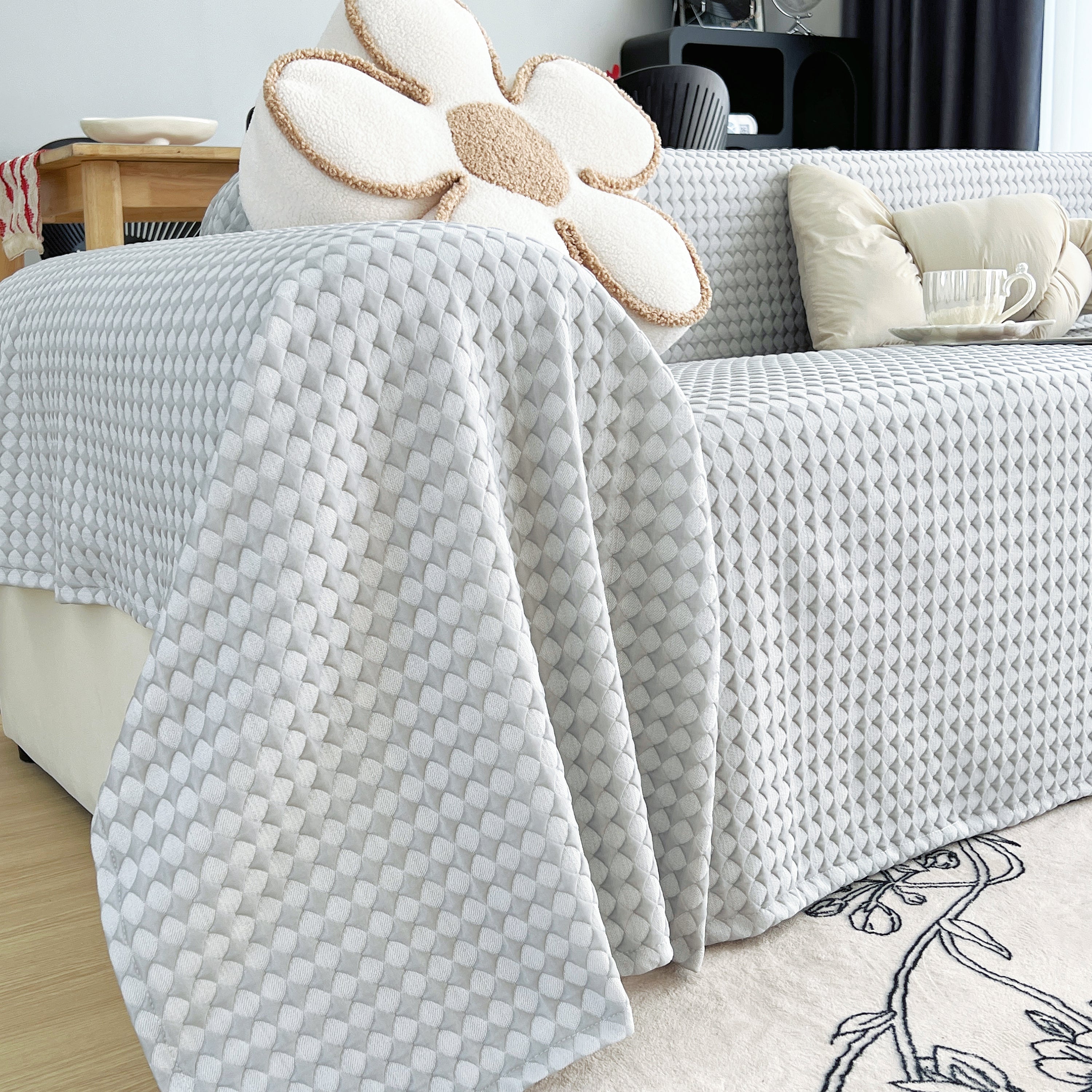 Cooling Textured Sofa Cover with Soft Drape