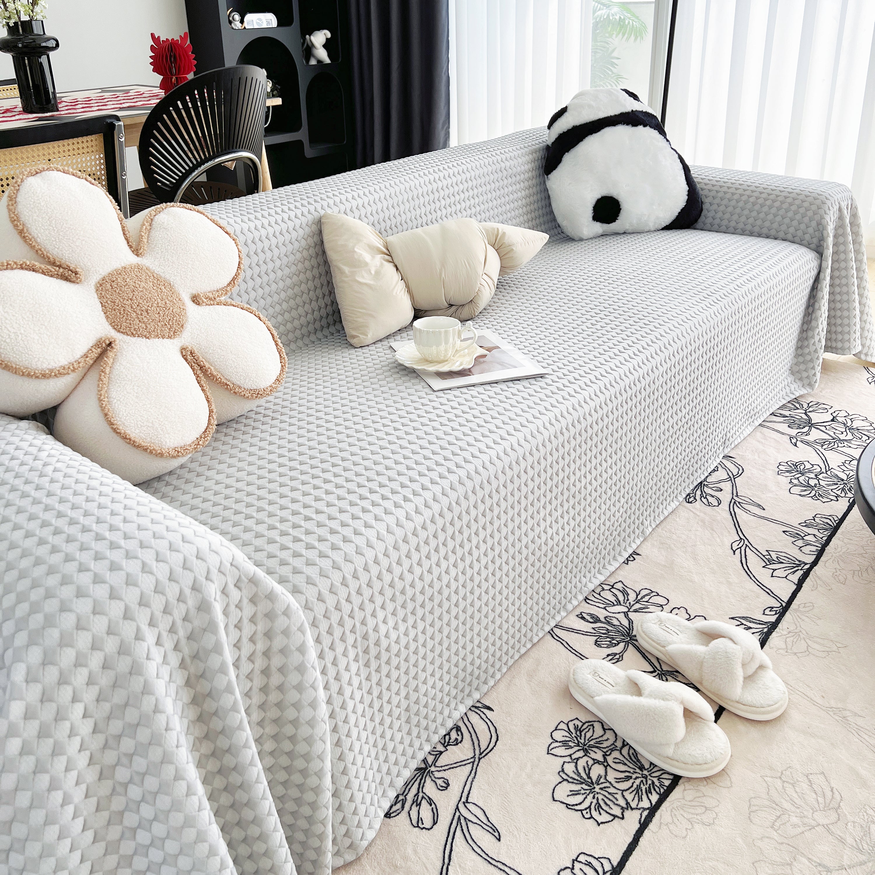 Cooling Textured Sofa Cover with Soft Drape