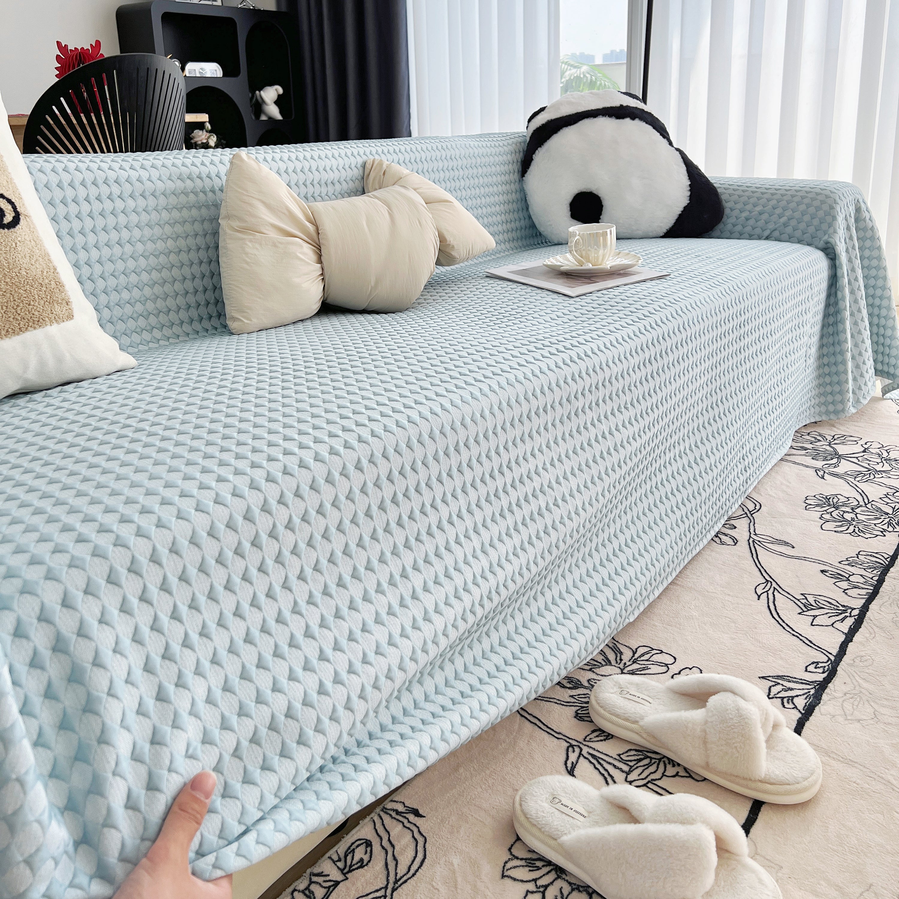 Cooling Textured Sofa Cover with Soft Drape