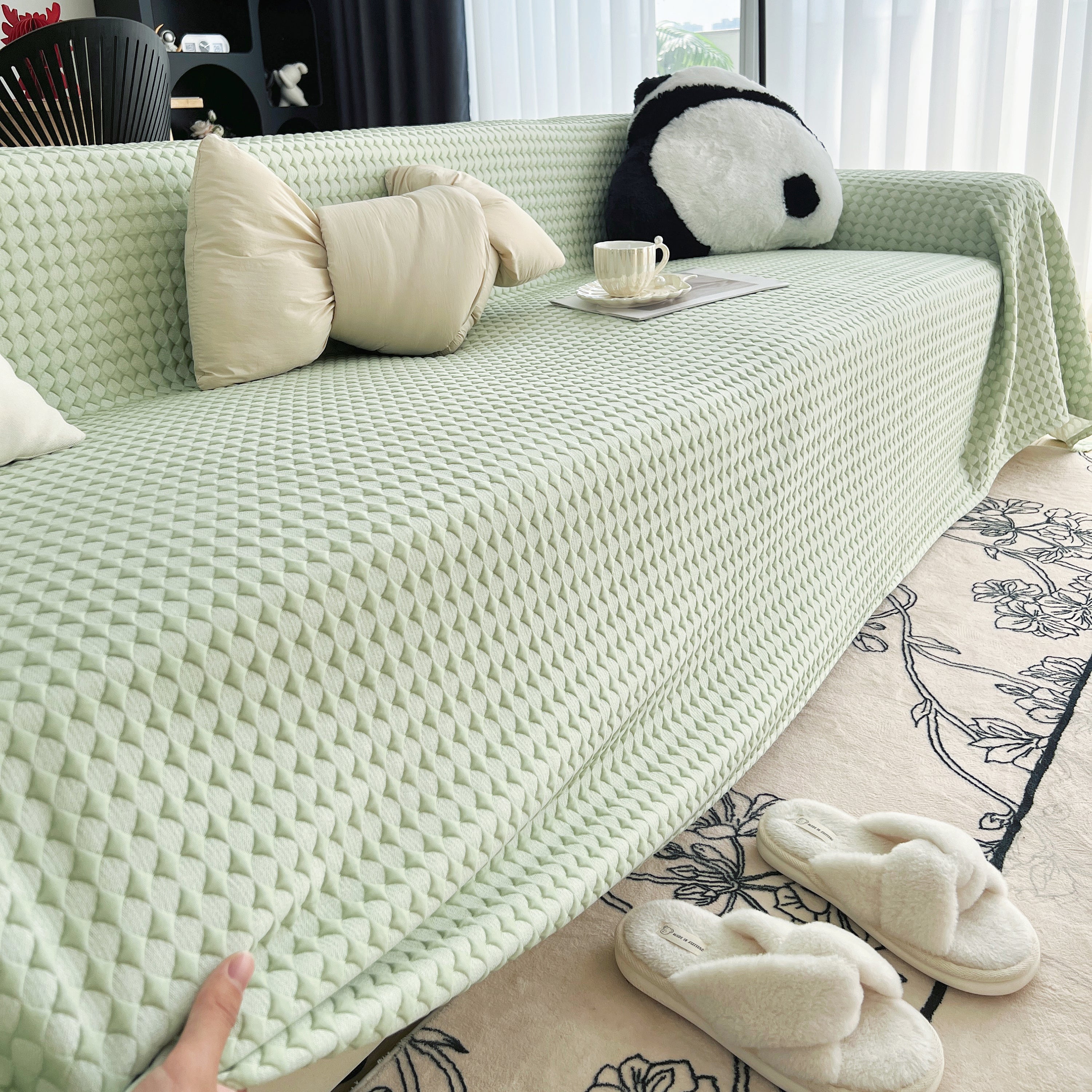 Cooling Textured Sofa Cover with Soft Drape