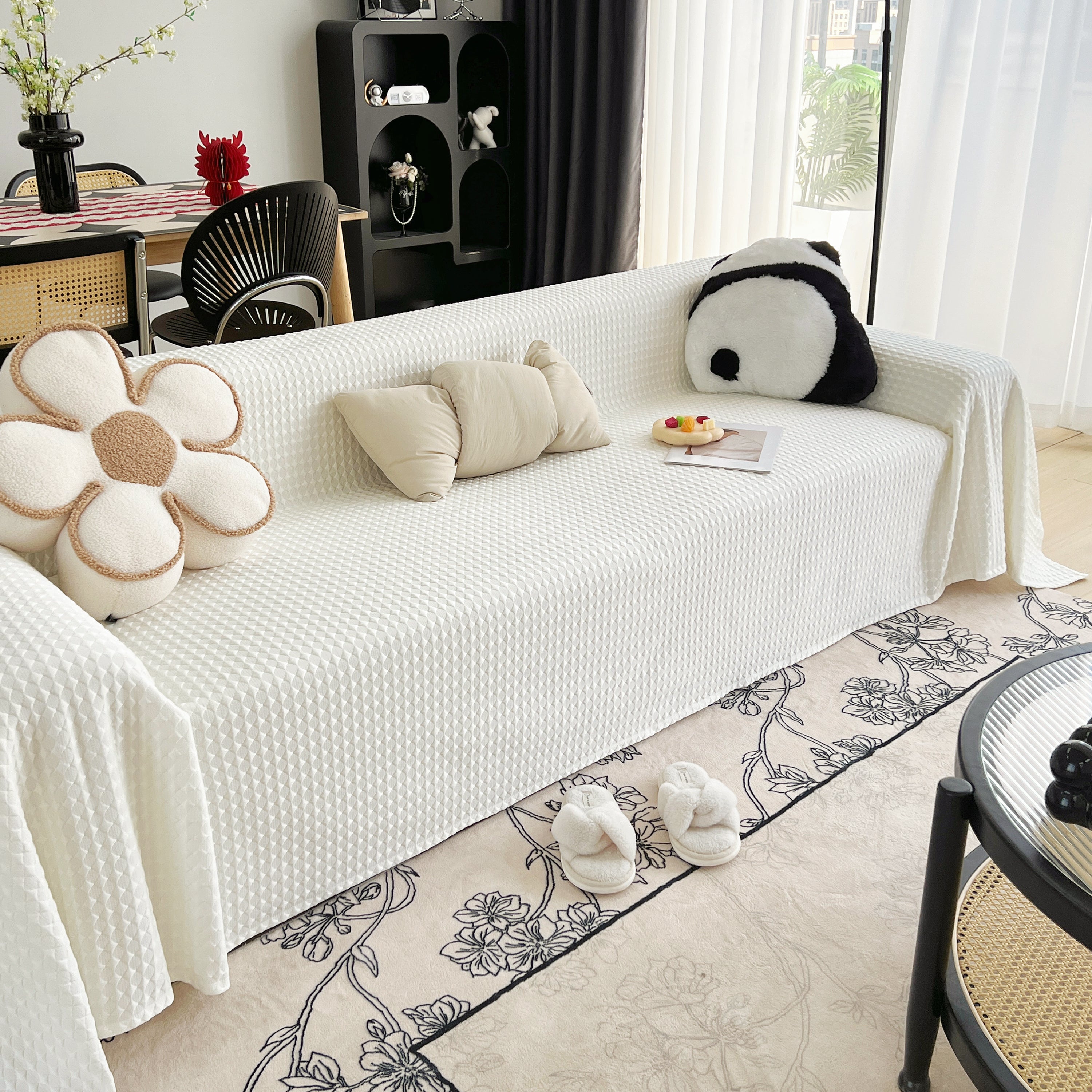 Cooling Textured Sofa Cover with Soft Drape