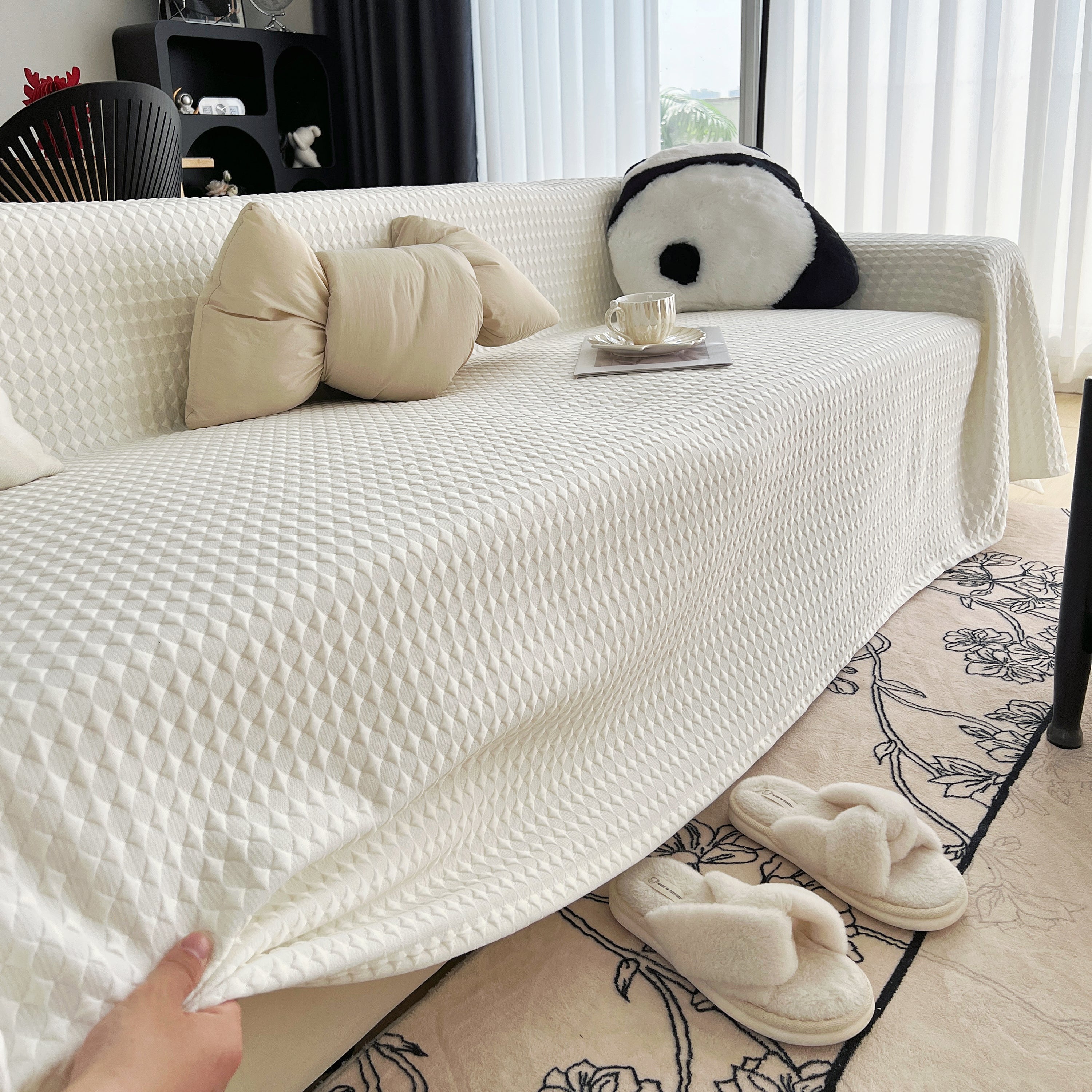 Cooling Textured Sofa Cover with Soft Drape