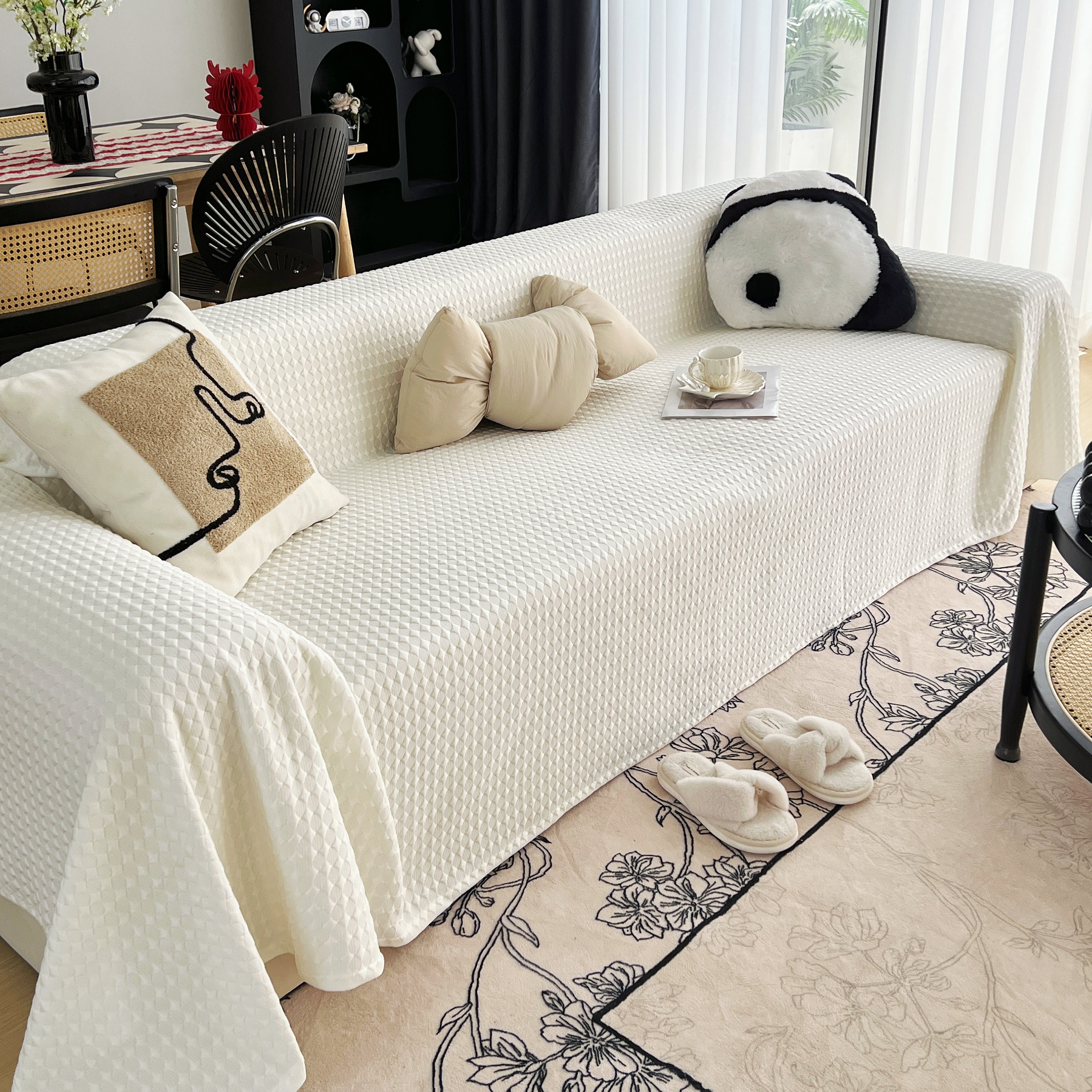 Cooling Textured Sofa Cover with Soft Drape