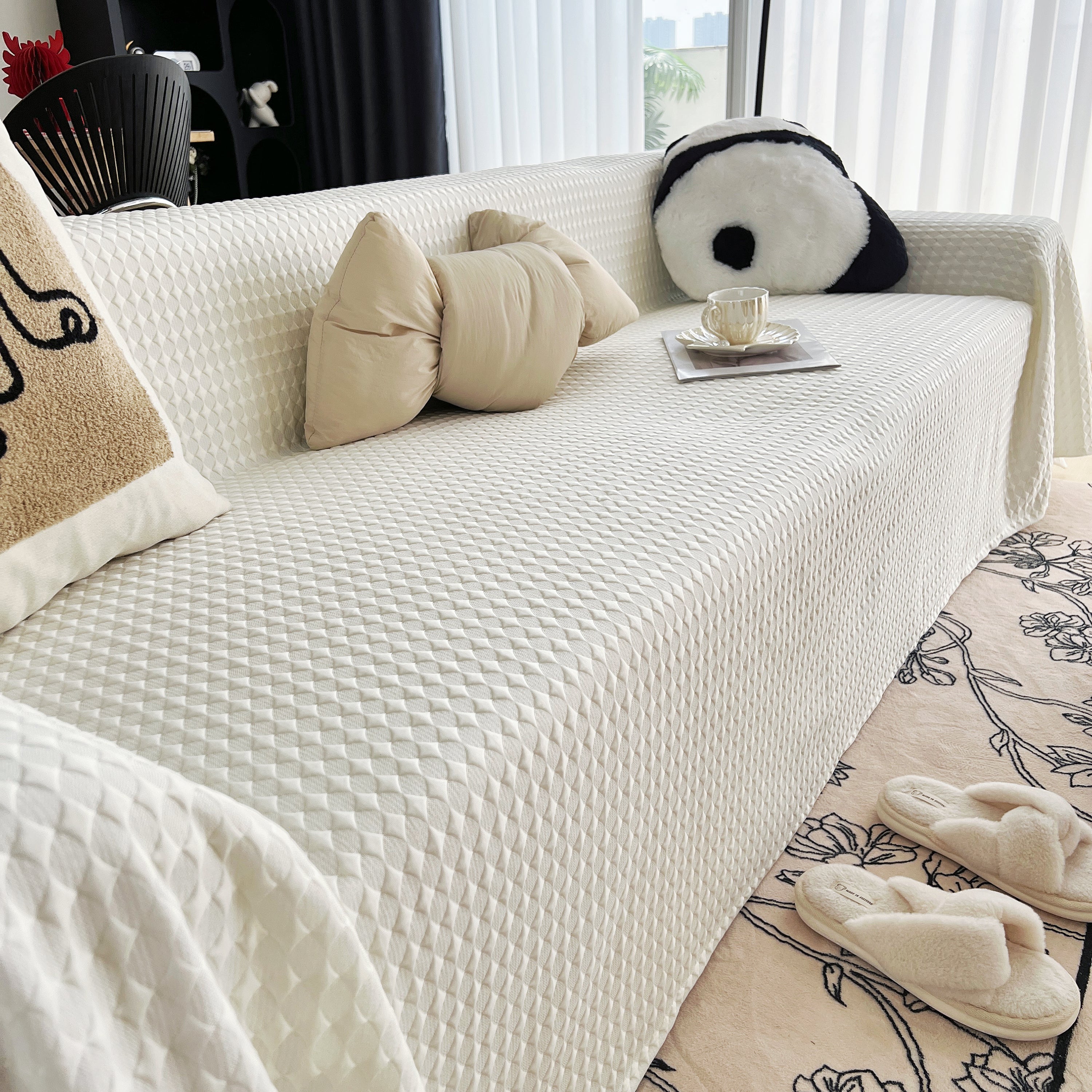 Cooling Textured Sofa Cover with Soft Drape
