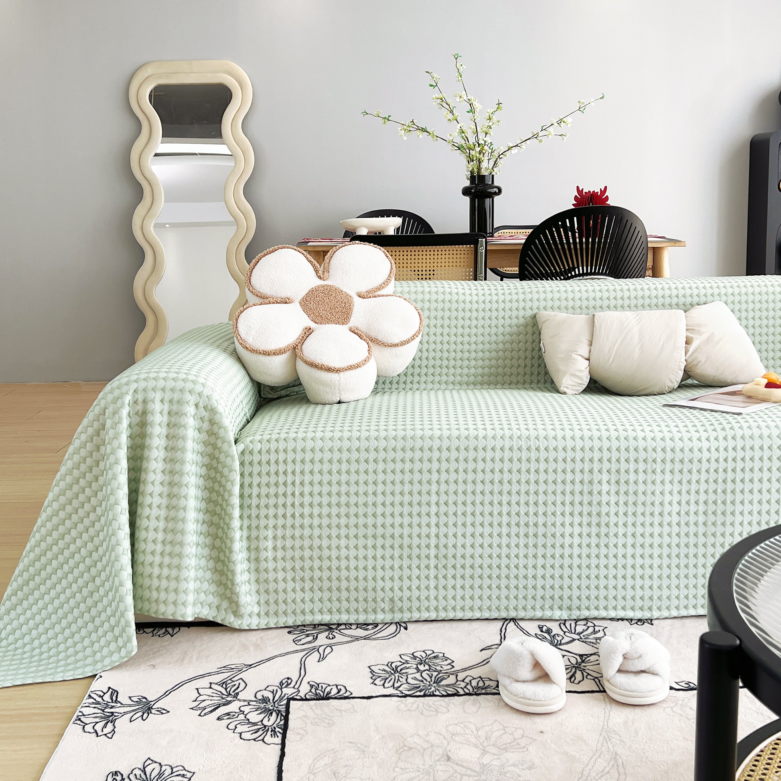 Cooling Textured Sofa Cover with Soft Drape