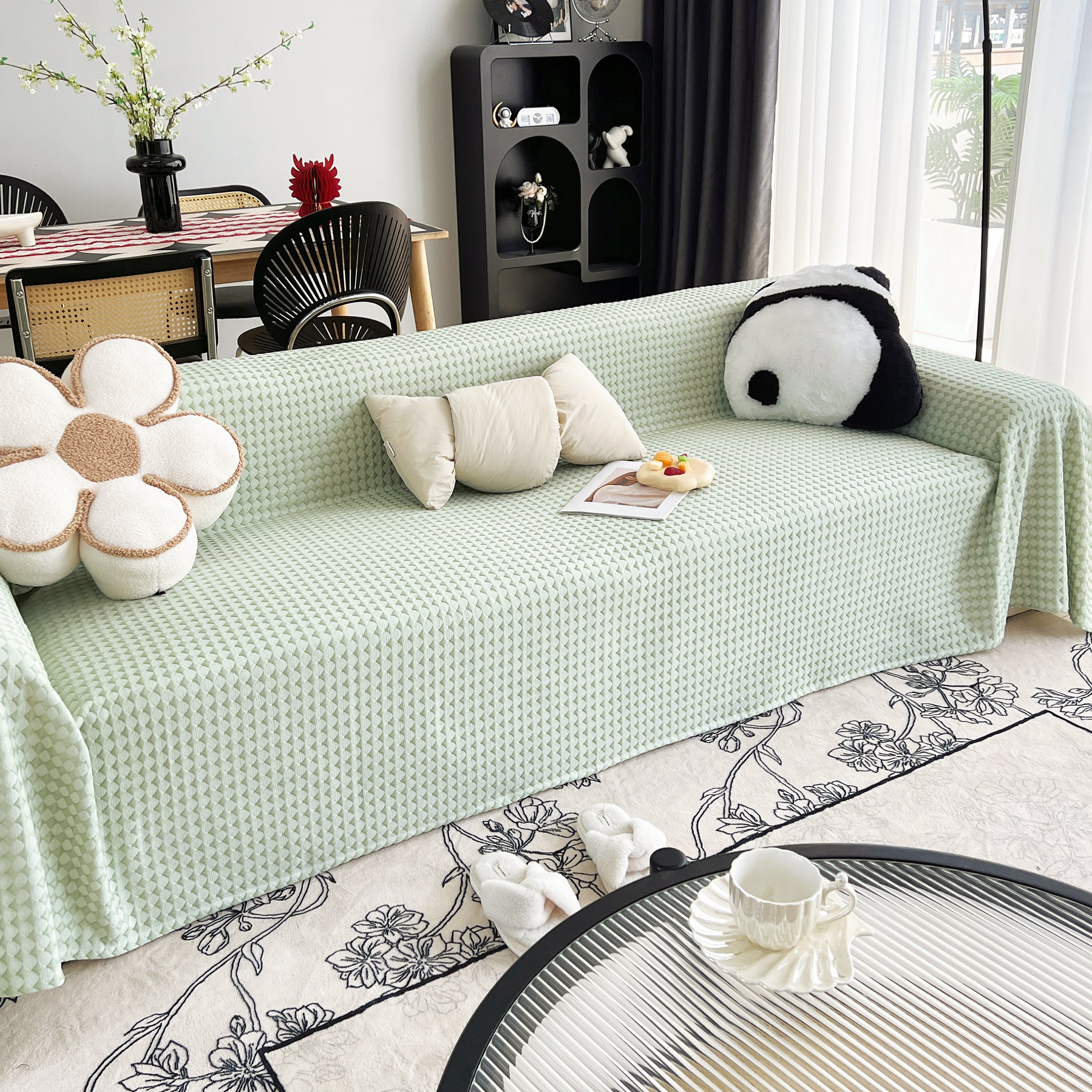 Cooling Textured Sofa Cover with Soft Drape