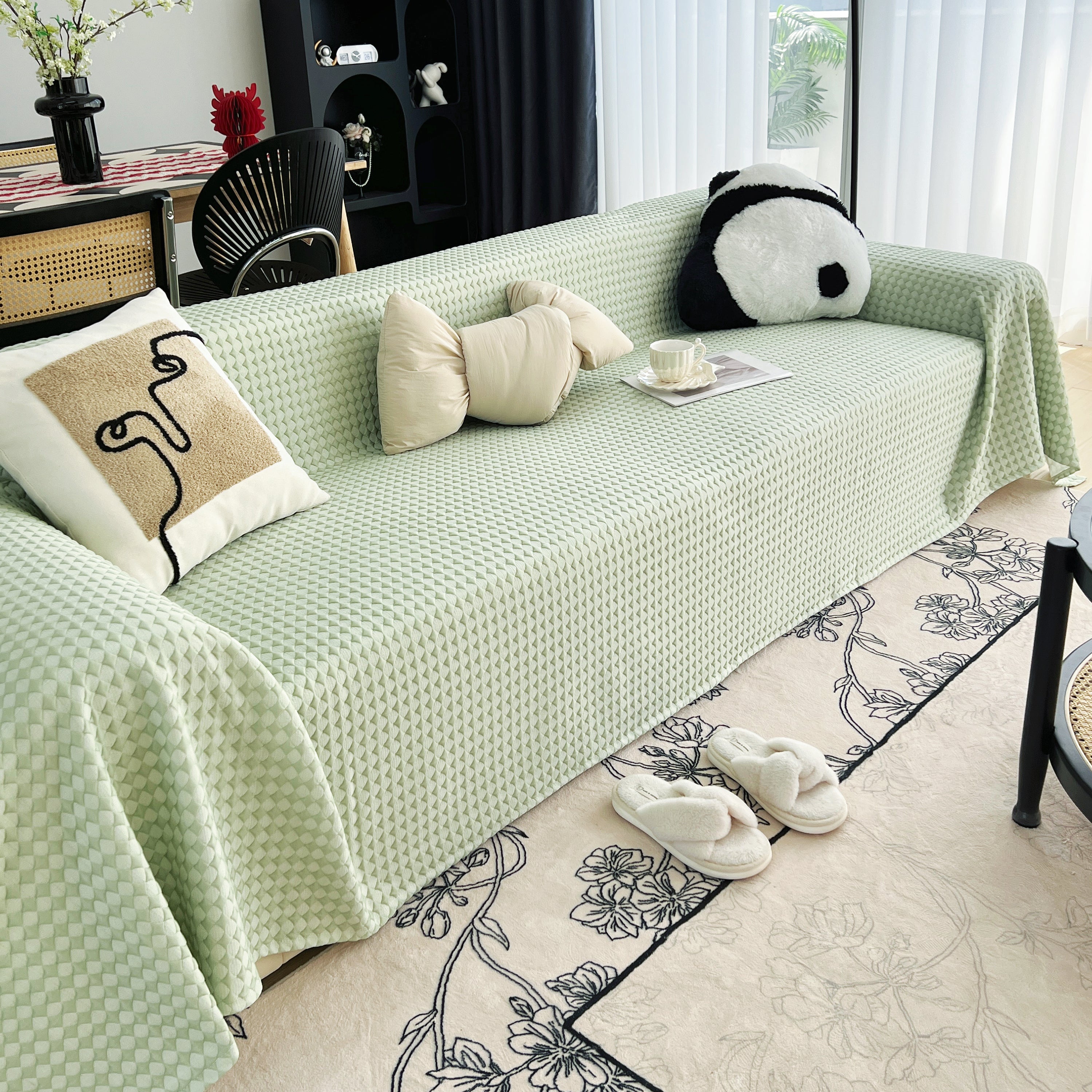 Cooling Textured Sofa Cover with Soft Drape