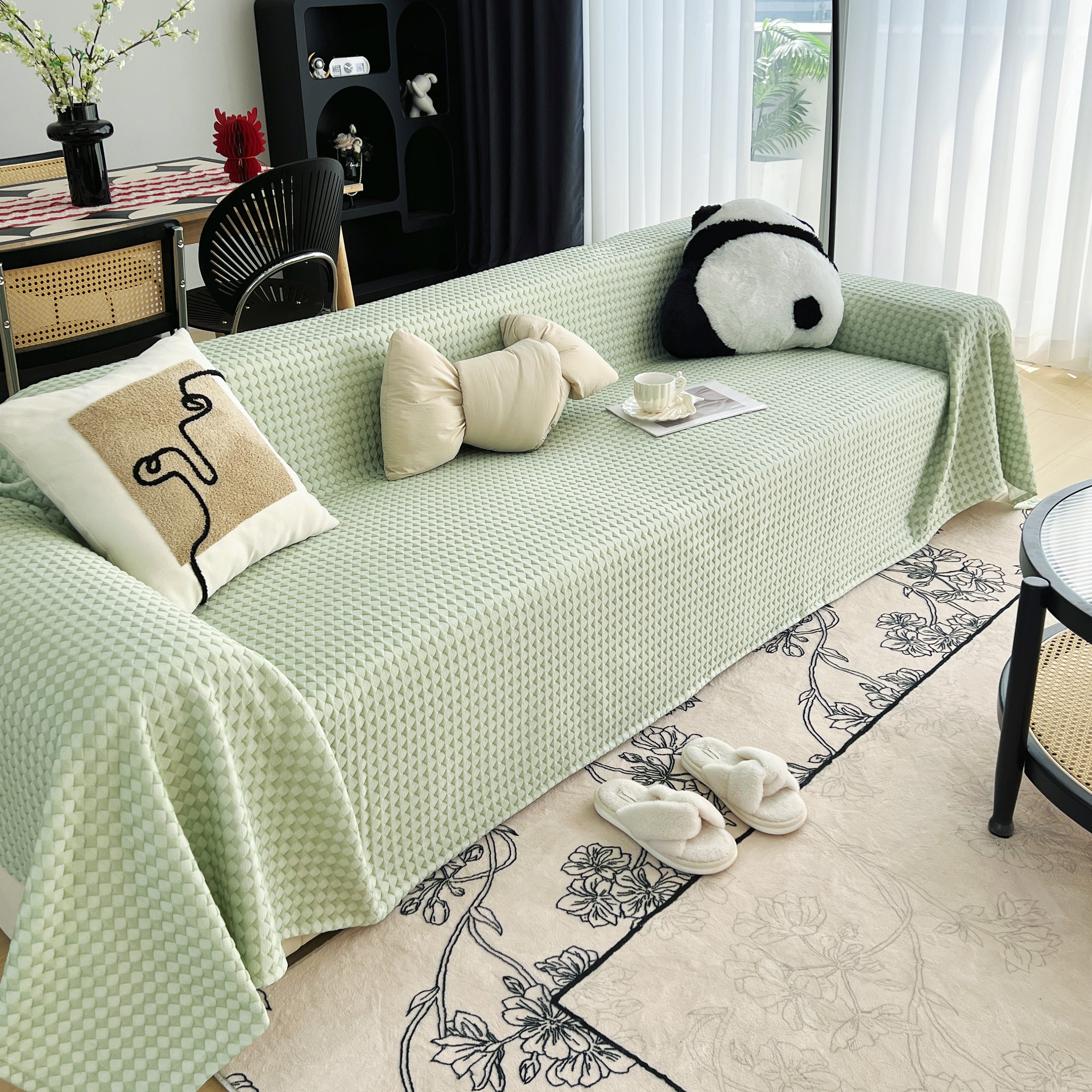 Cooling Textured Sofa Cover with Soft Drape