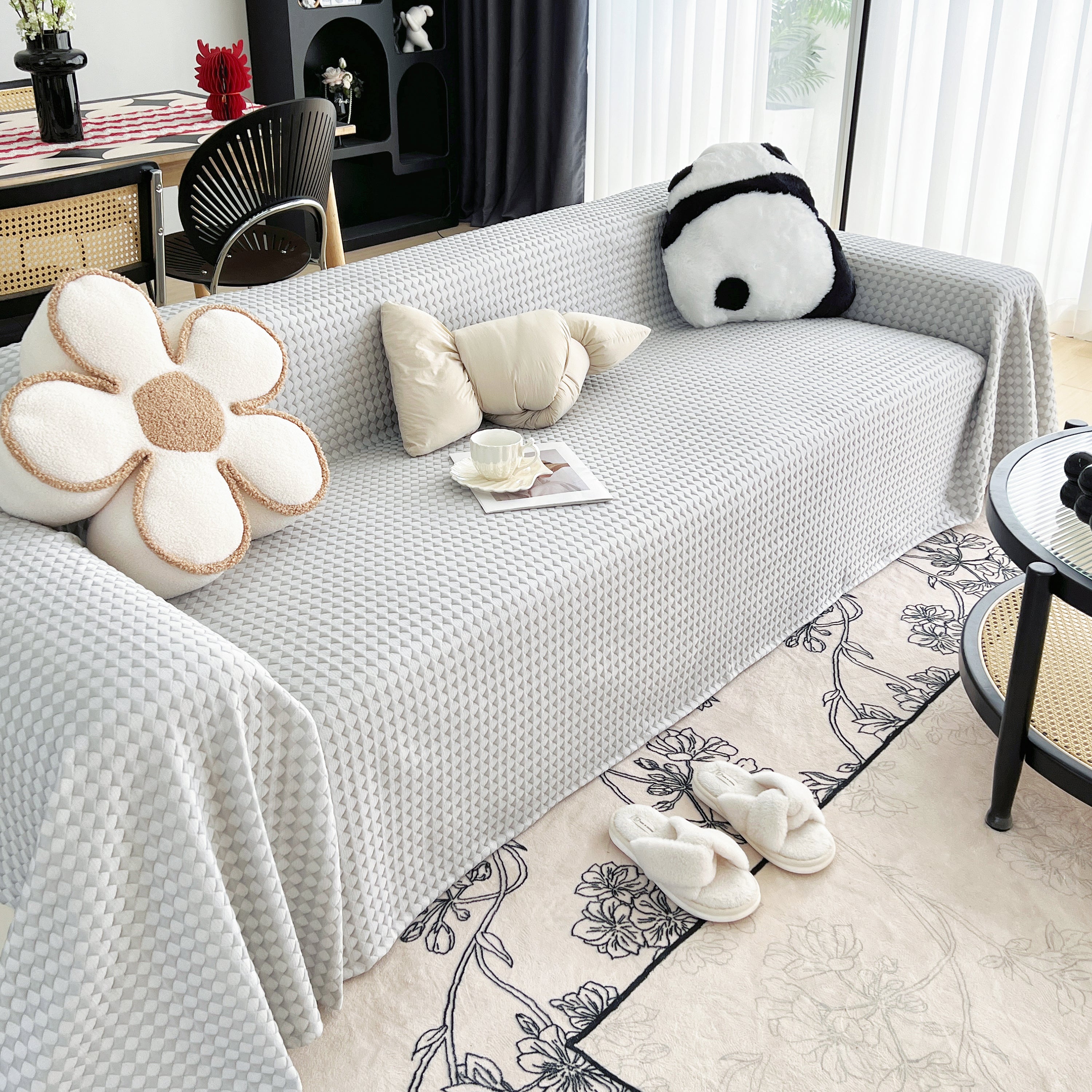 Cooling Textured Sofa Cover with Soft Drape