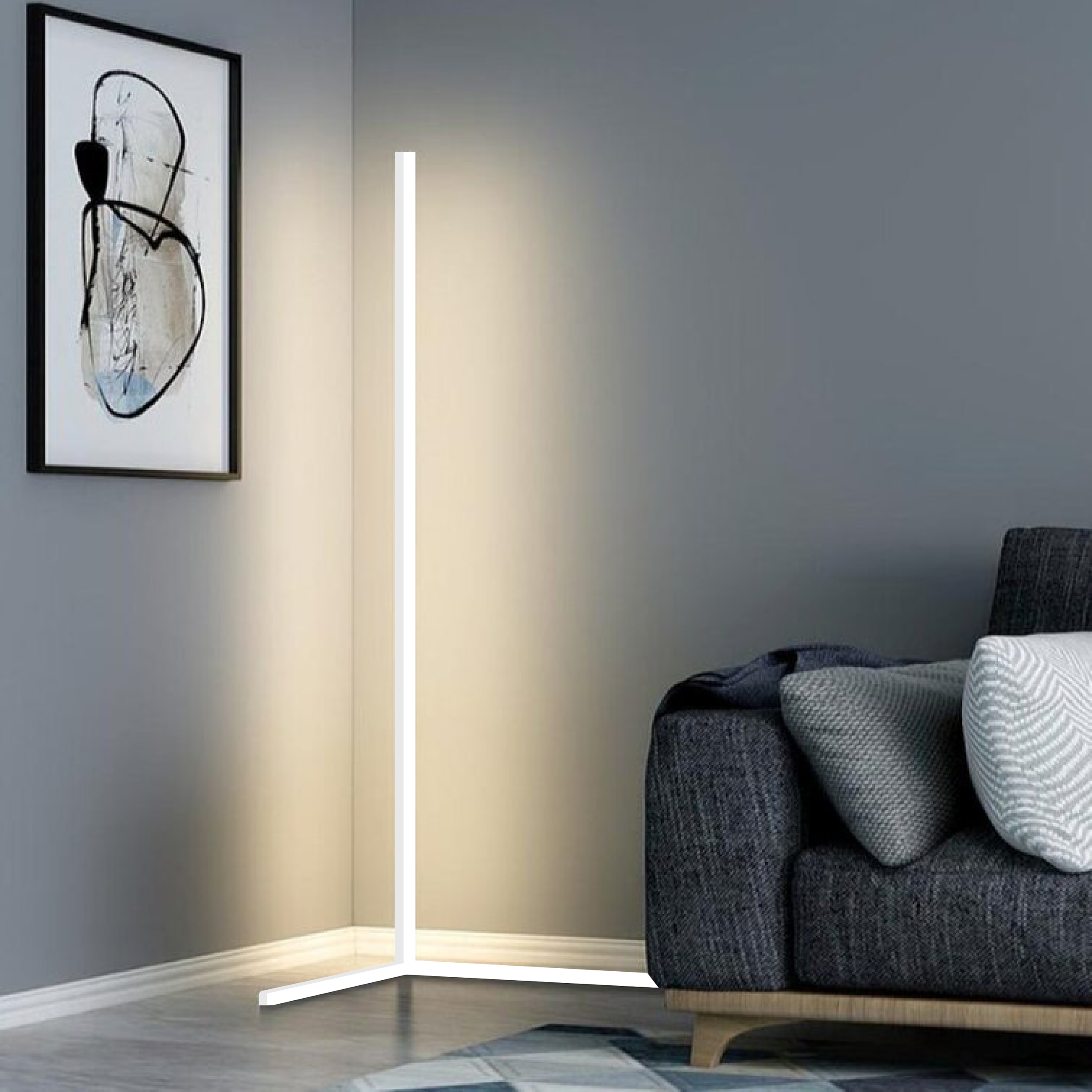 Dimmable LED Corner Floor Lamp with RGB Glow