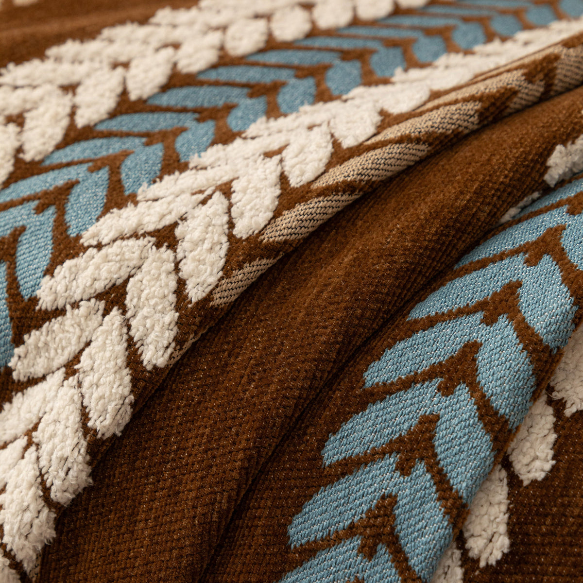 Cozy Decorative Throw Blanket for Couches, Boho Plush Woven Sofa Cover with Stripes