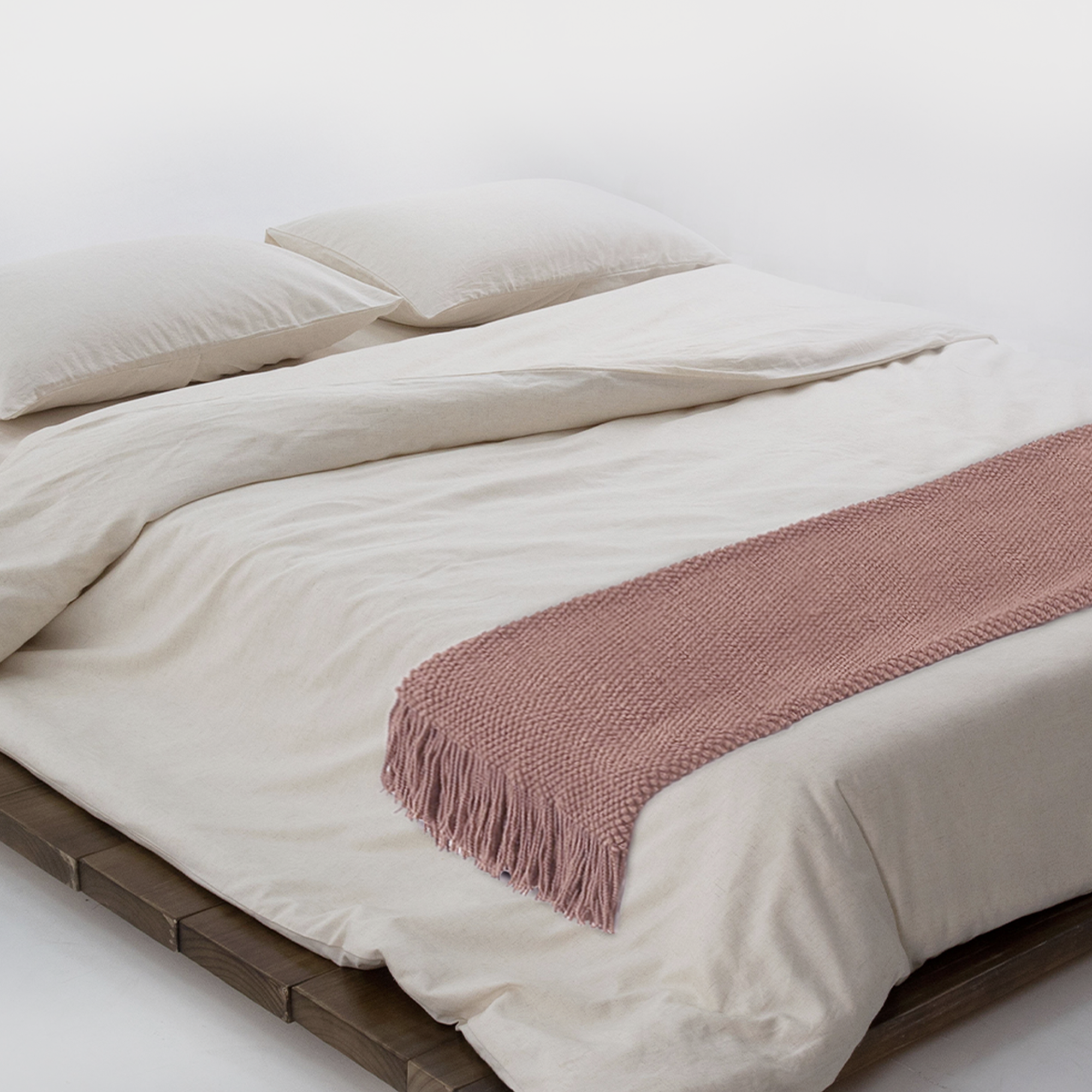 Cozy Knit Throw Blanket with Fringe Detail