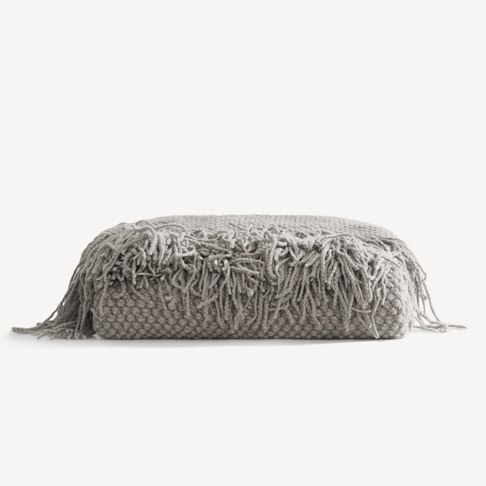 Cozy Knit Throw Blanket with Fringe Detail