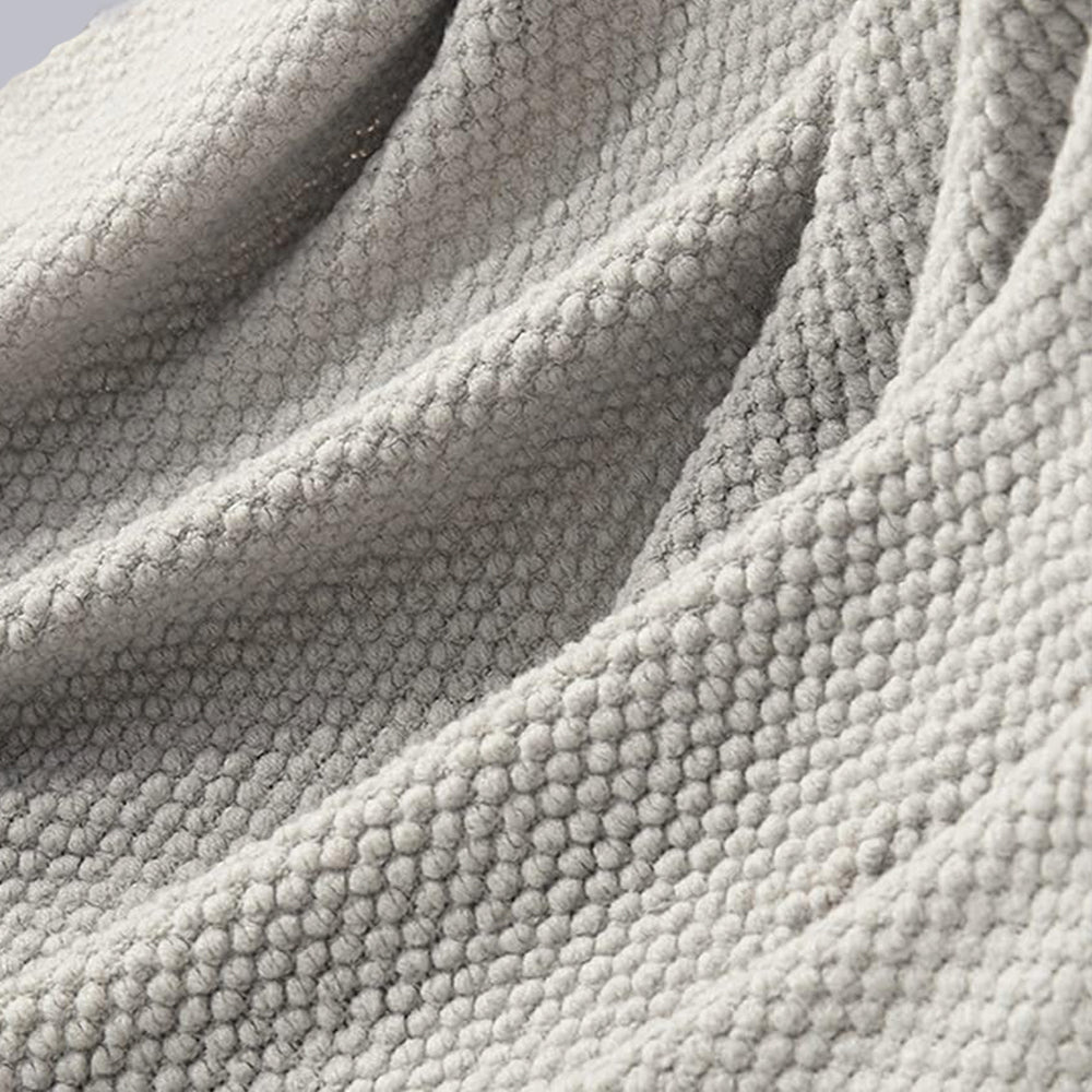 Cozy Knit Throw Blanket with Fringe Detail