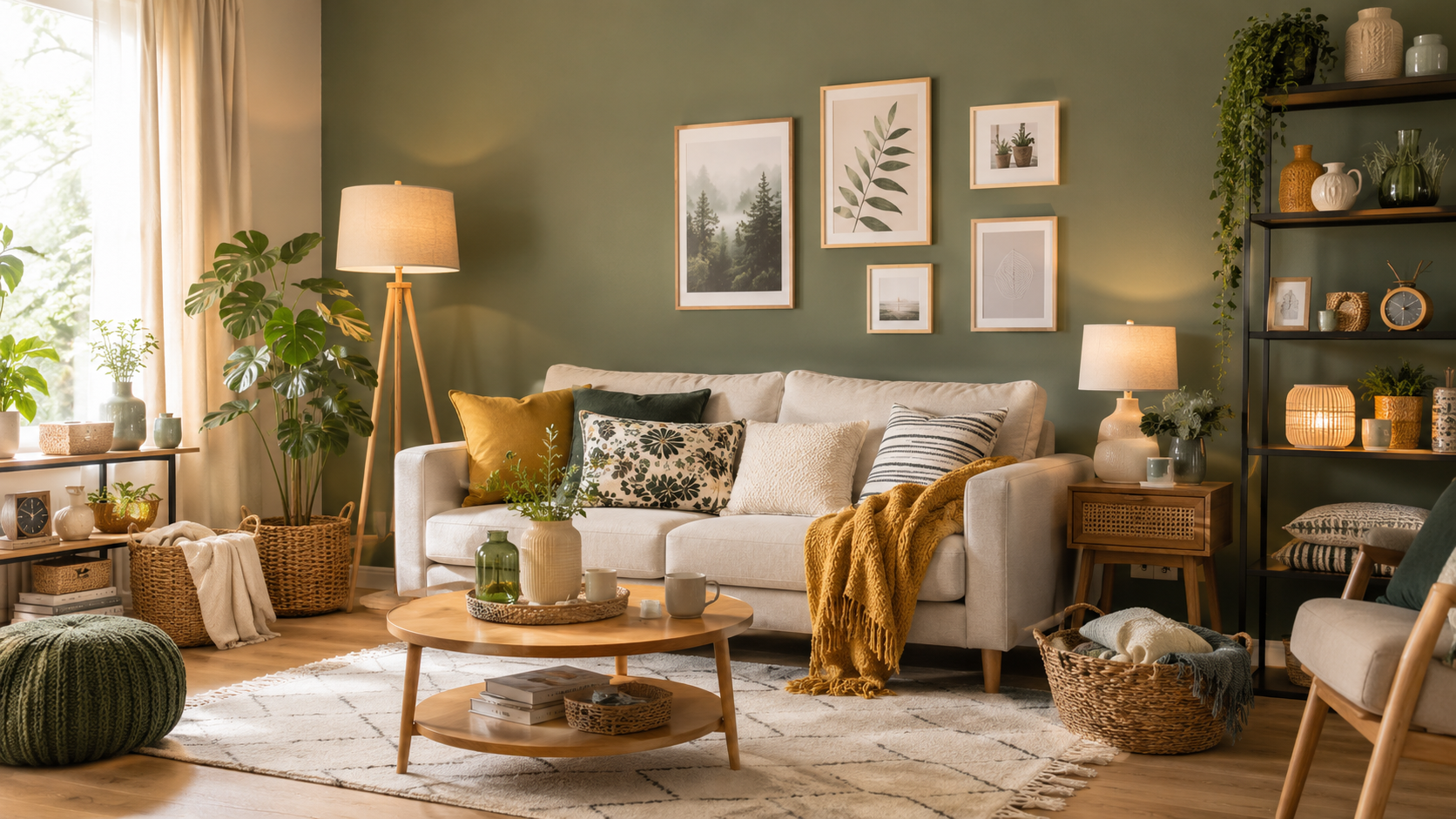Cozy_Boho_Living_Room_with_Green_Wall_Decor
