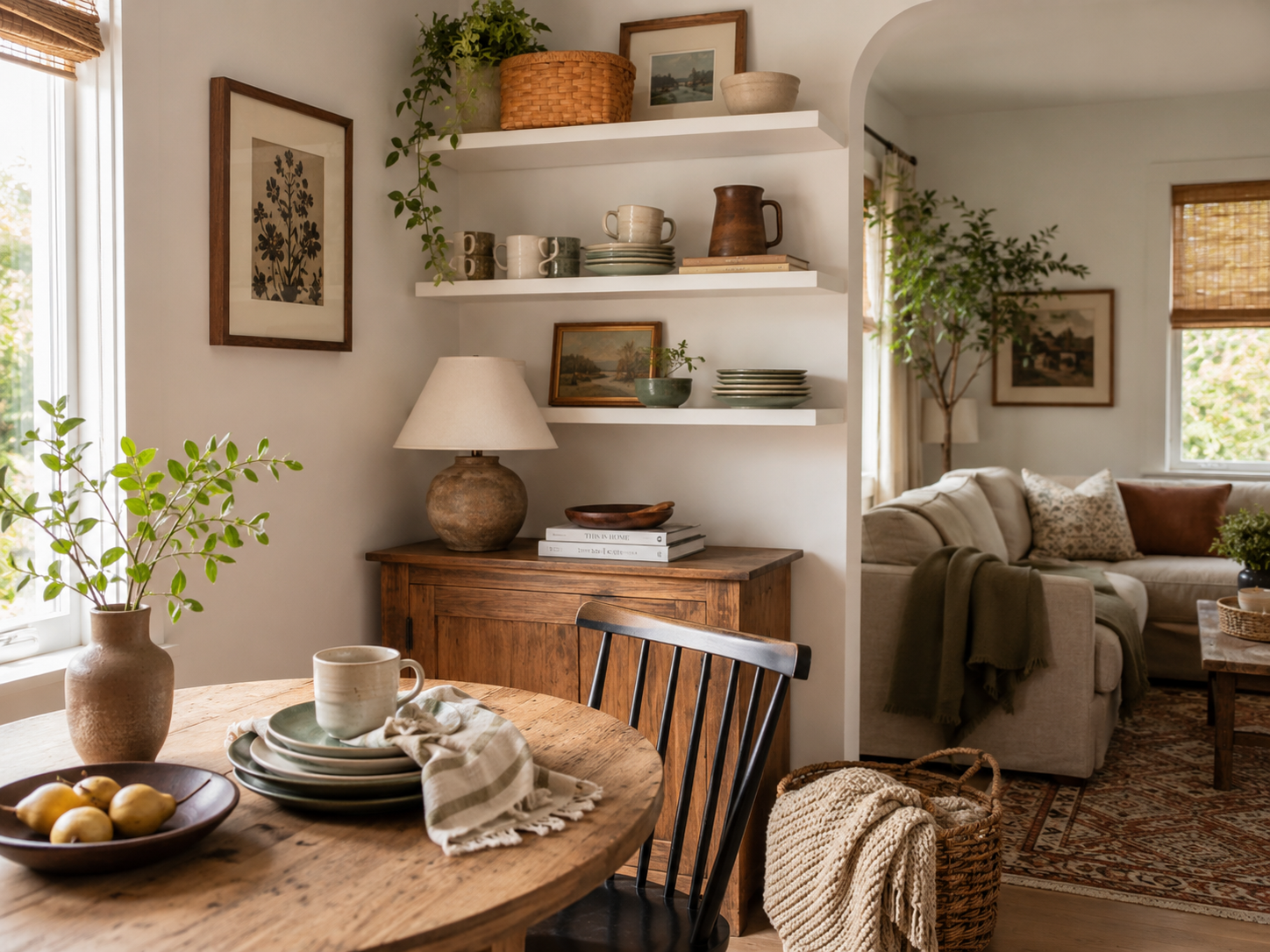 Cozy_living_room_with_a_round_wooden_table_chairs_and_shelves_with_decor_items