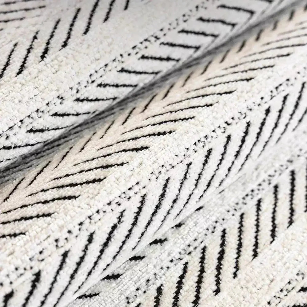 Cream Herringbone Sofa Cover with Wave Edge