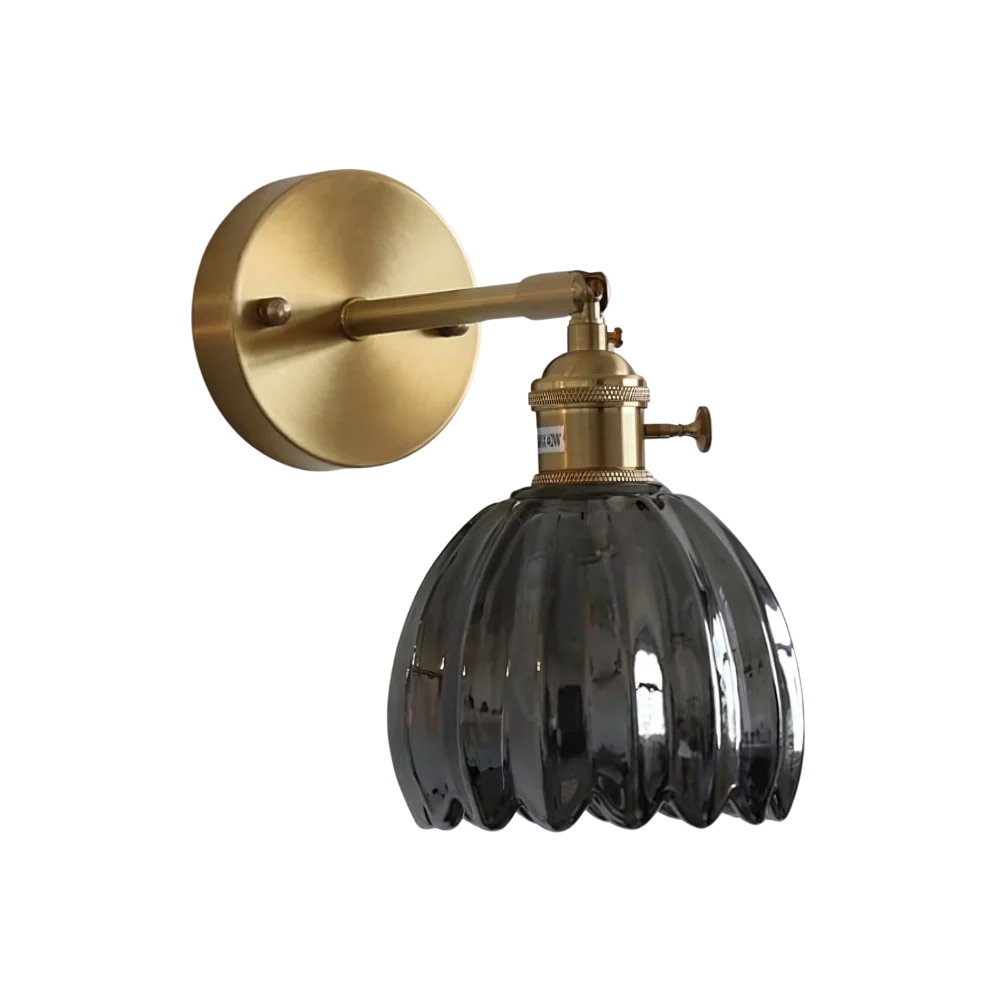 Vintage Brass Tulip Glass Wall Sconce 1-Light