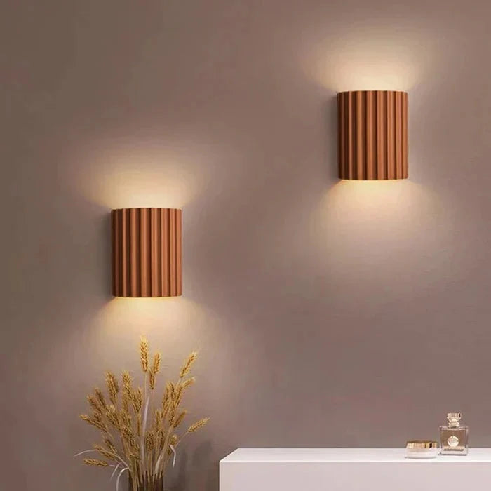 Nordic Resin Wall Sconce with Ribbed Shade