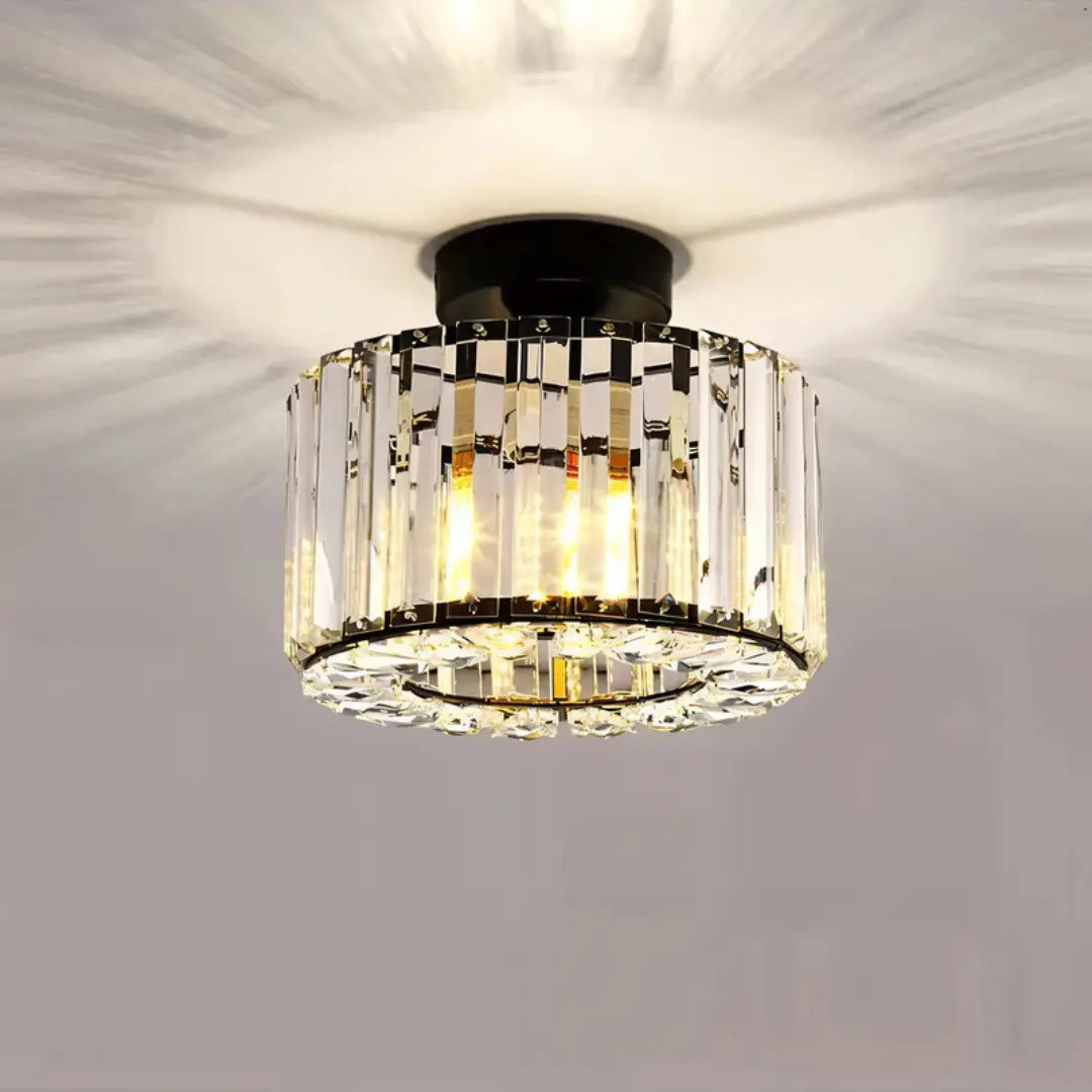 Modern Crystal Ceiling Light with Gold Frame