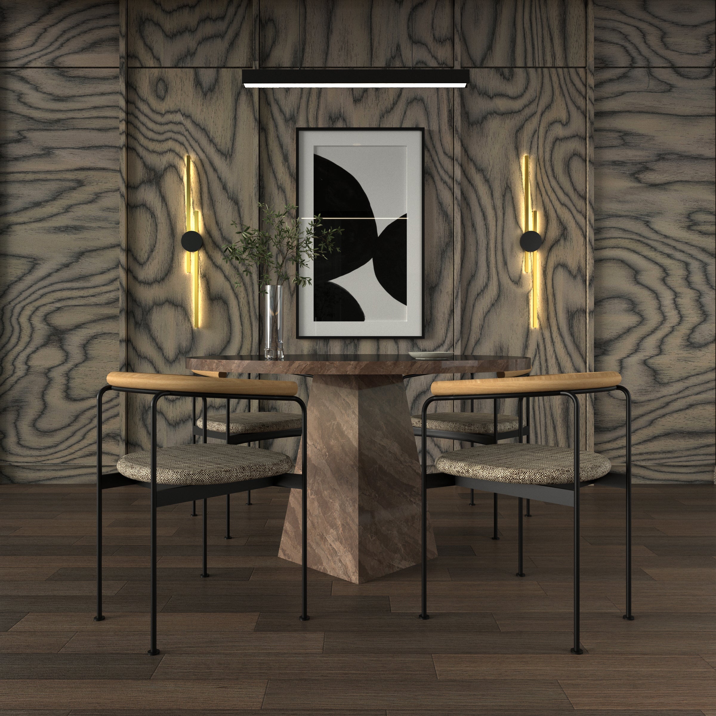 Brass Linear Wall Sconce with Dimmable Glow