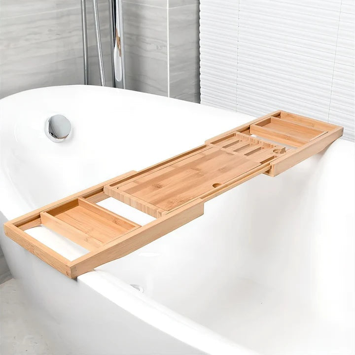 Expandable Bamboo Bath Caddy with Book Rest