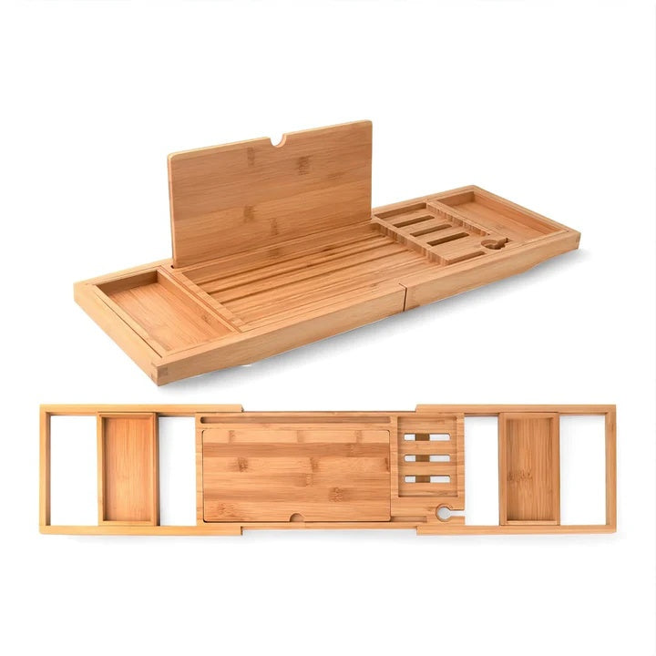 Expandable Bamboo Bath Caddy with Book Rest
