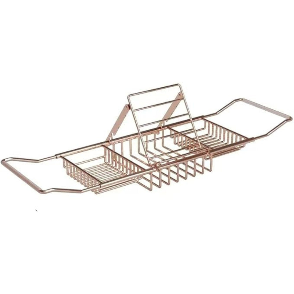 Expandable Gold Bathtub Caddy with Book Rest