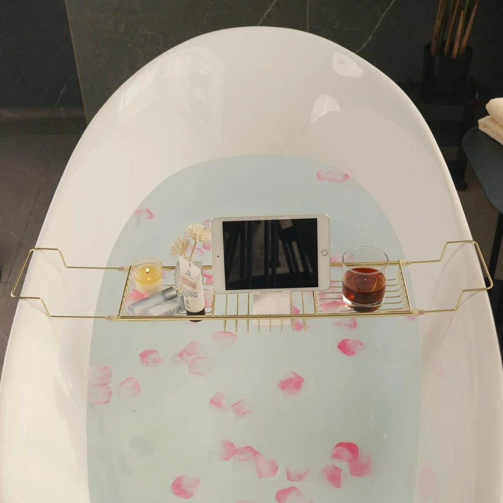 Expandable Gold Bathtub Caddy with Book Rest
