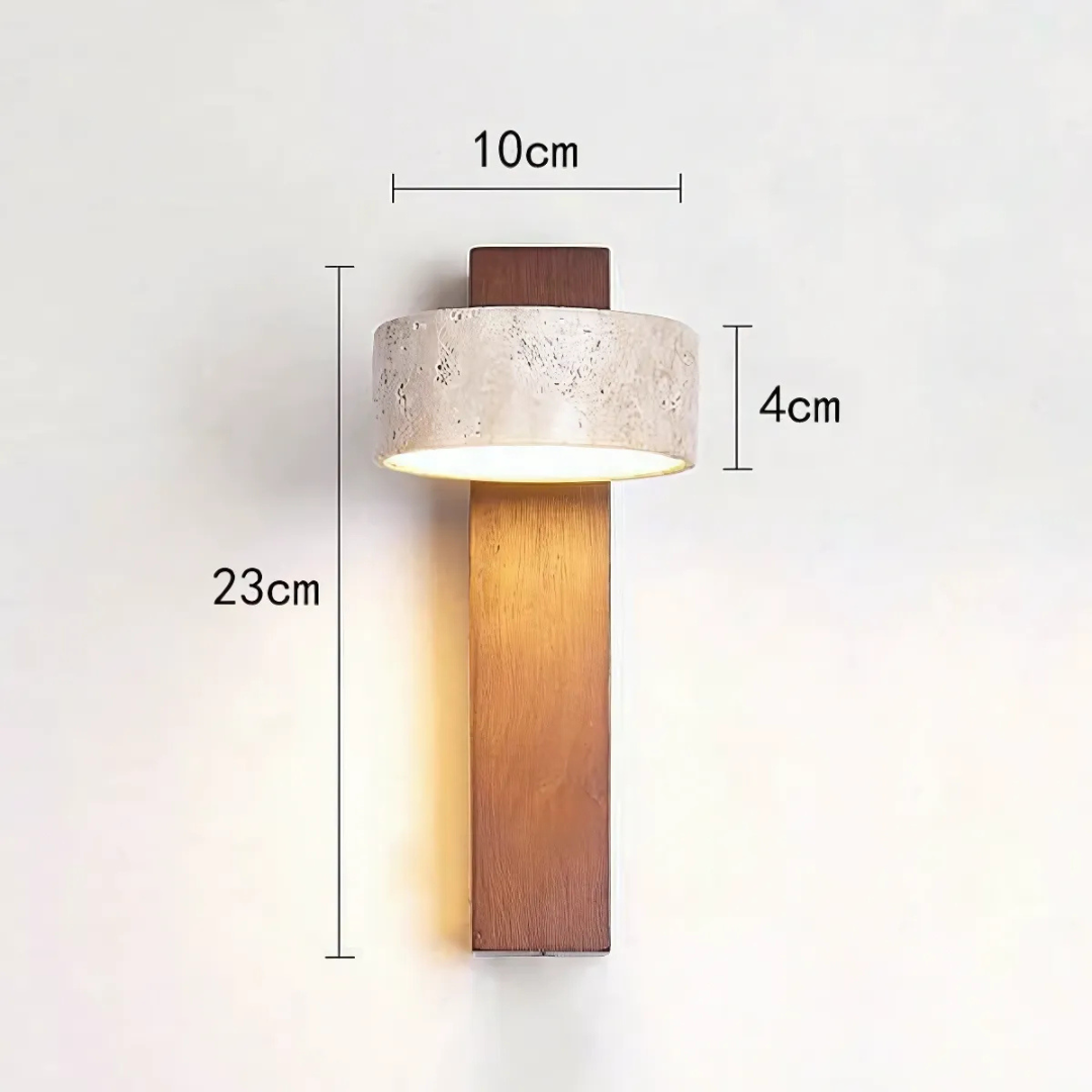 Travertine Wood Wall Sconce with Tilt Shade