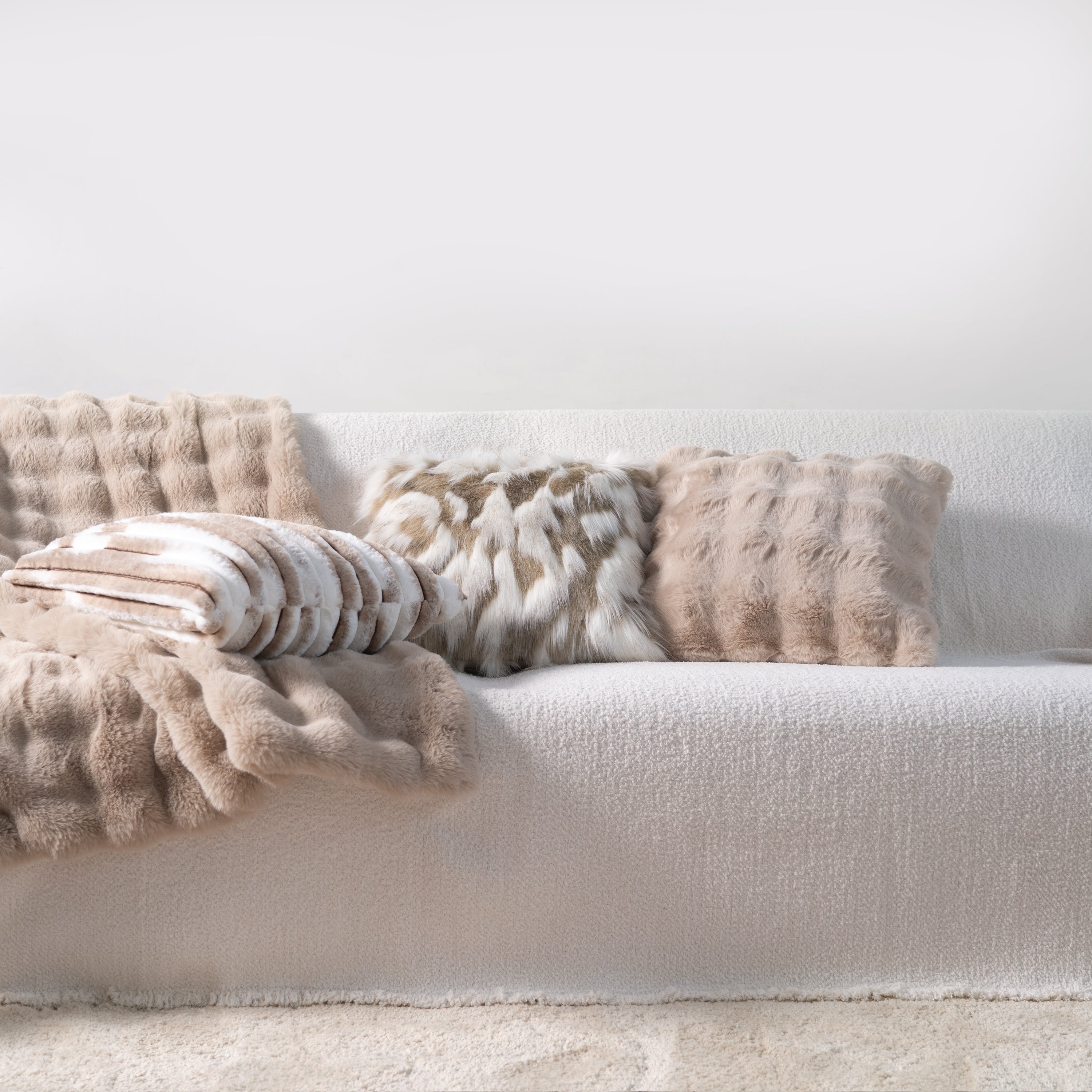 Faux Fur Pillow Cover Set with Cozy Textures