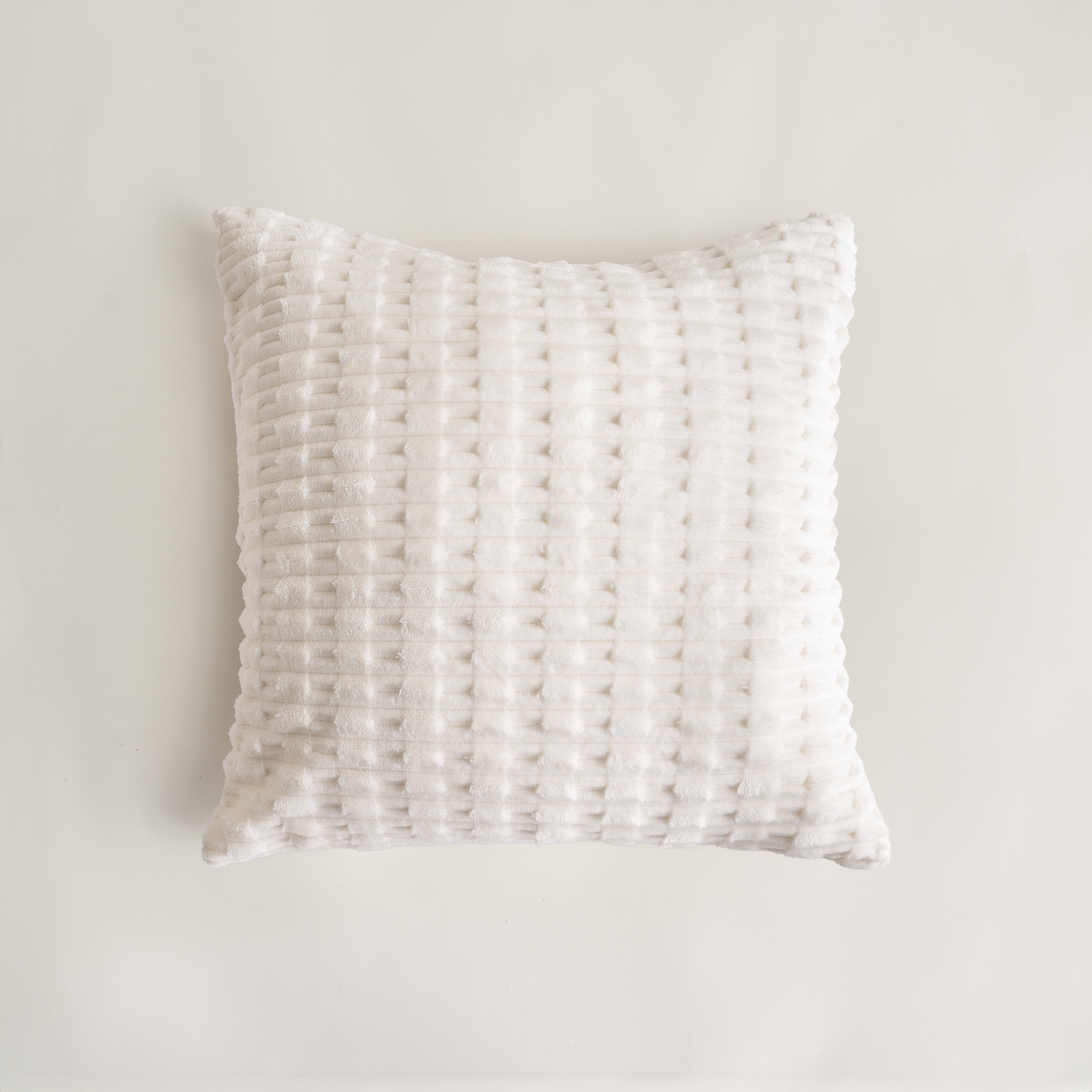 Faux Fur Pillow Cover Set with Ribbed Stripes