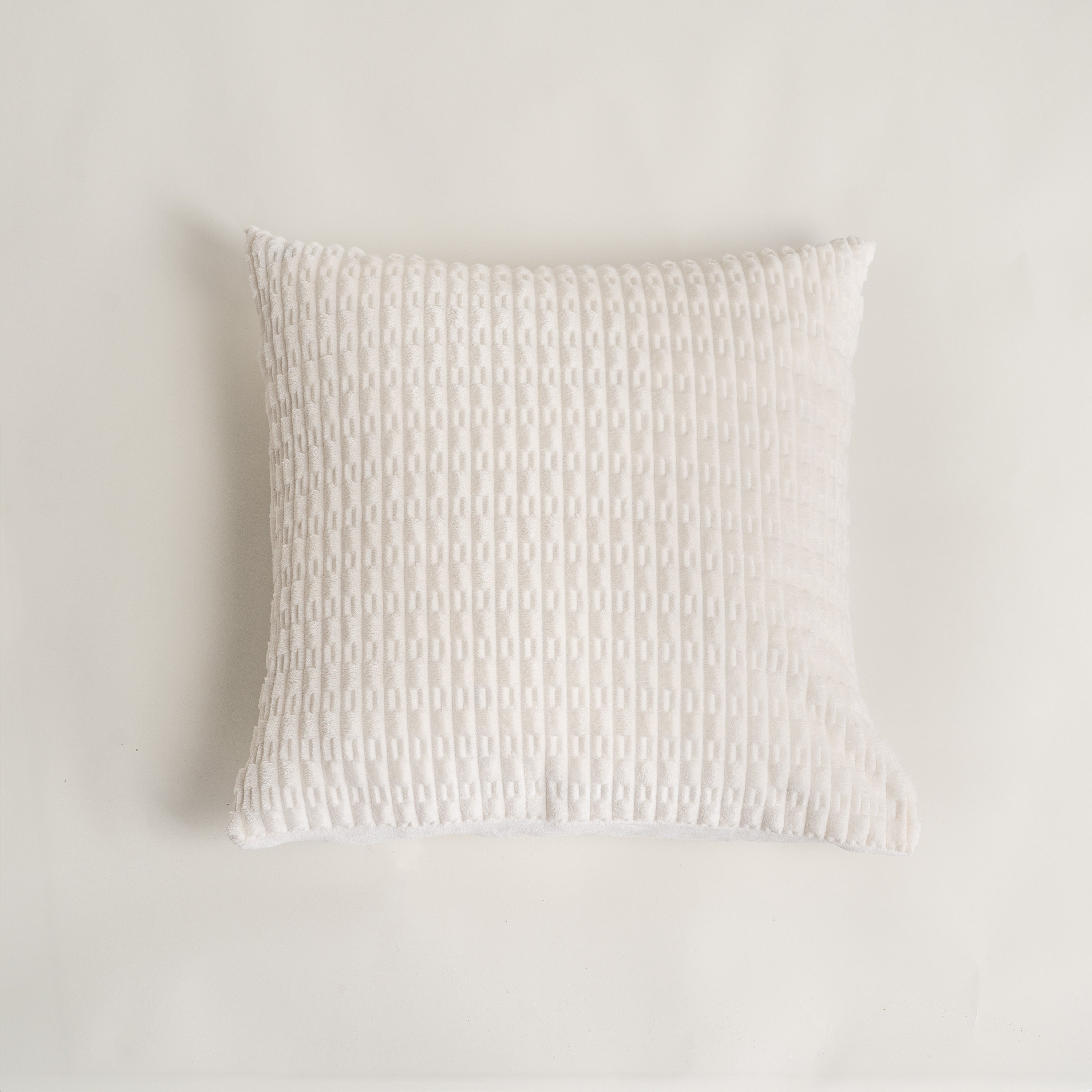 Faux Fur Pillow Cover Set with Ribbed Stripes