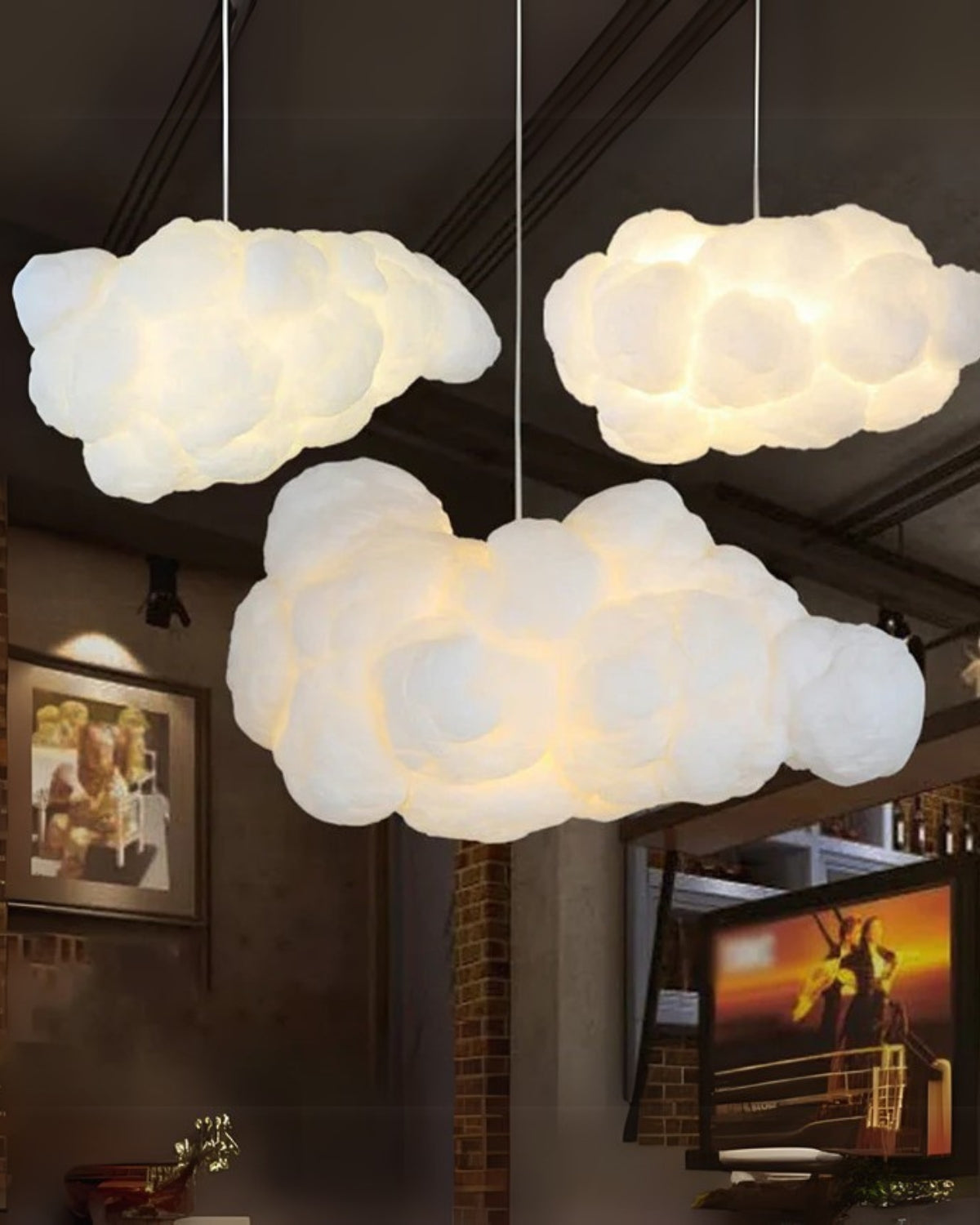 Fibre Cotton Cloud Pendant Light Fixture