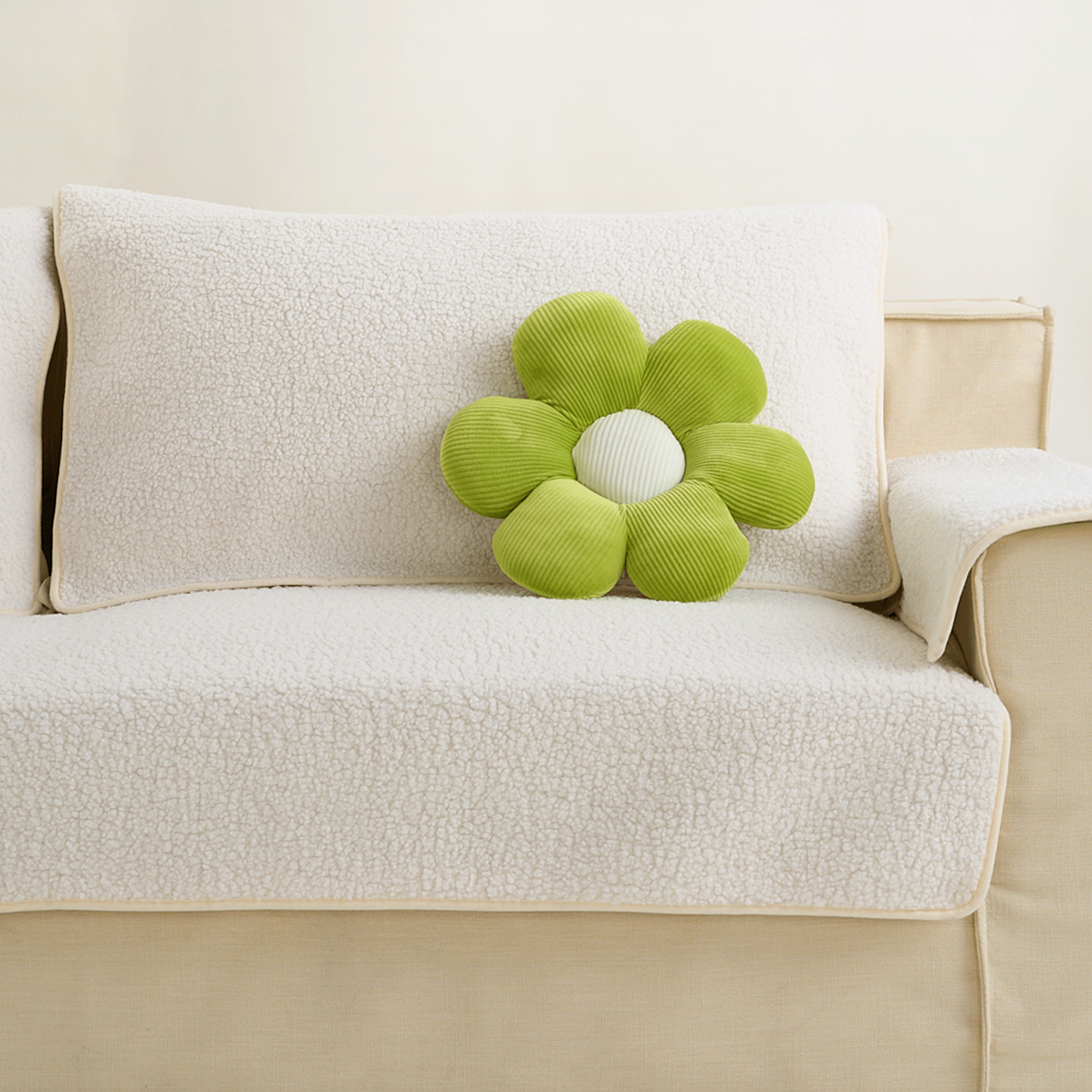 Flower-Shaped Plush Pillow with Ribbed Petals