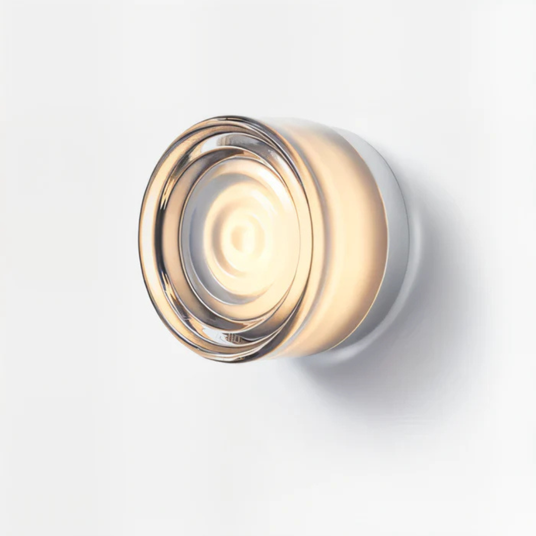 Modern Glass Wall Sconce with Rippled Shade