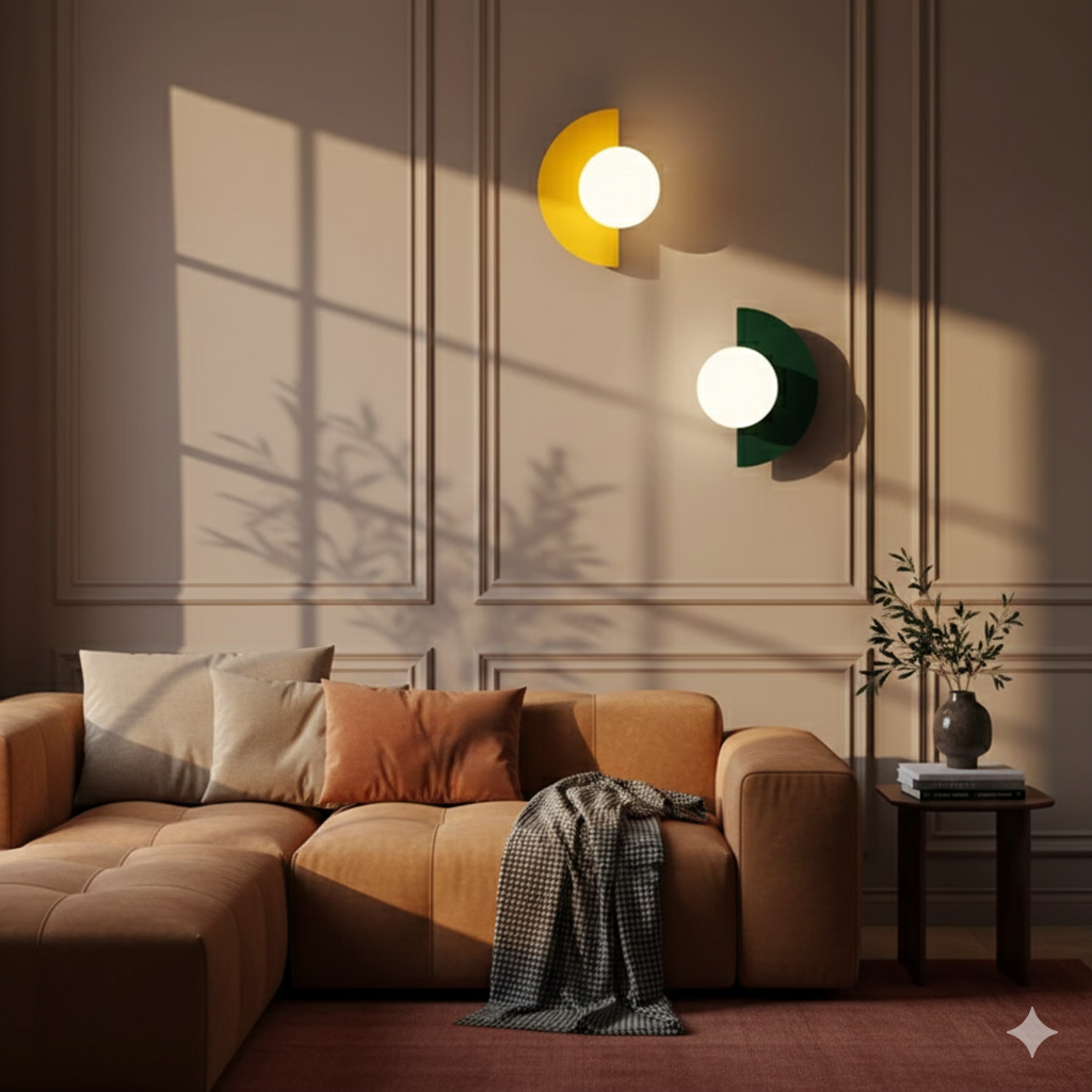 Modern Glass Globe Sconce with Half Moon Base