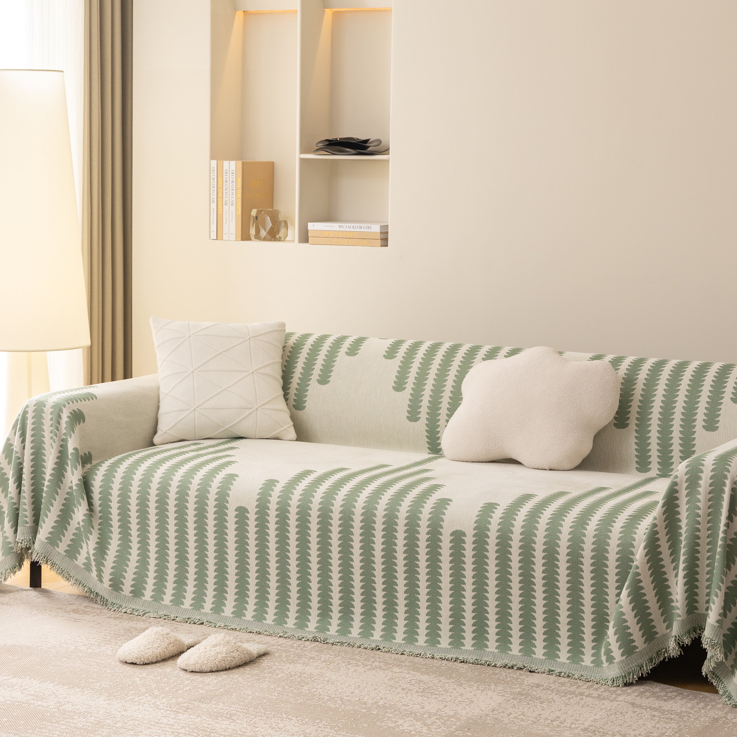 Geometric Chenille Fringed Sofa Cover Throw