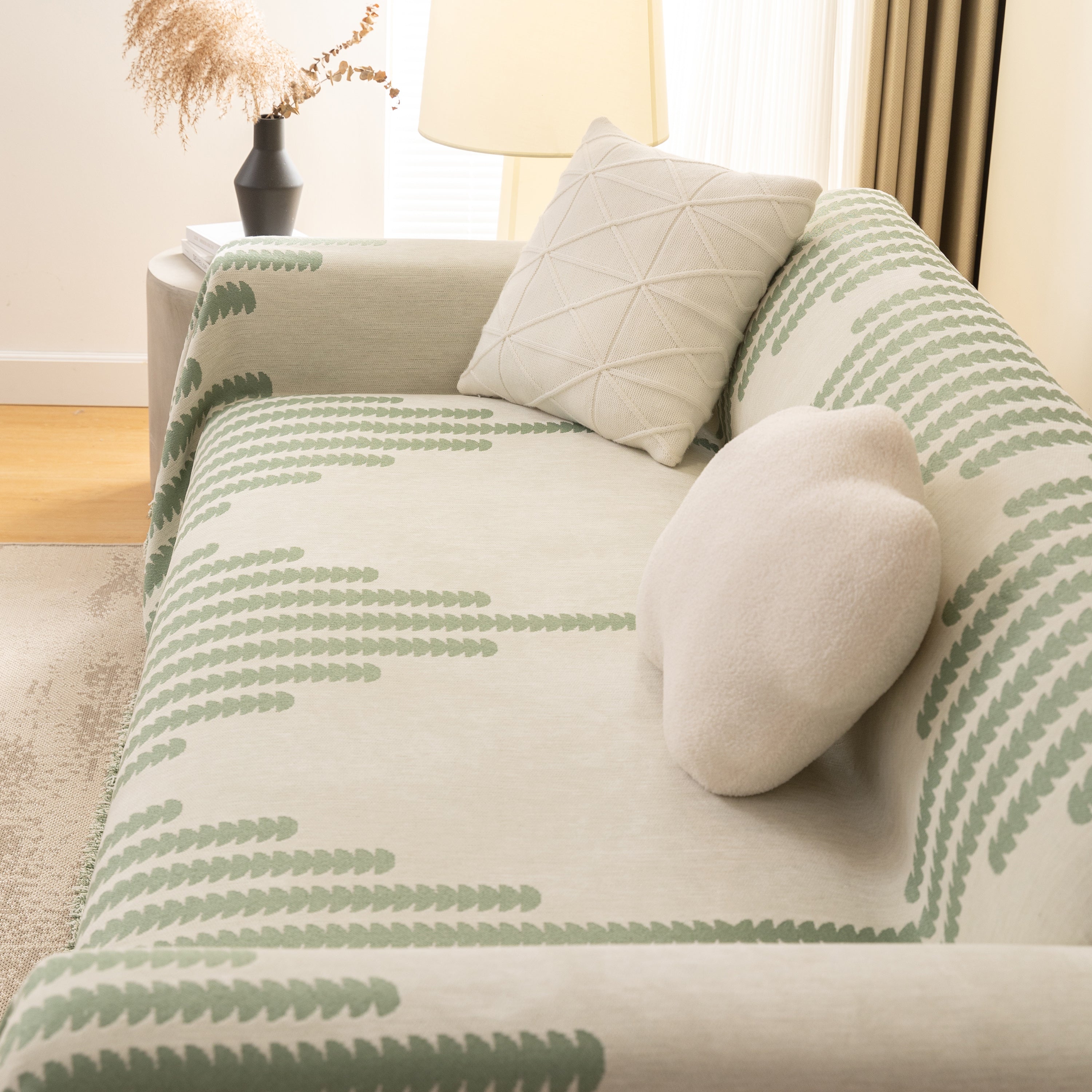 Geometric Chenille Fringed Sofa Cover Throw
