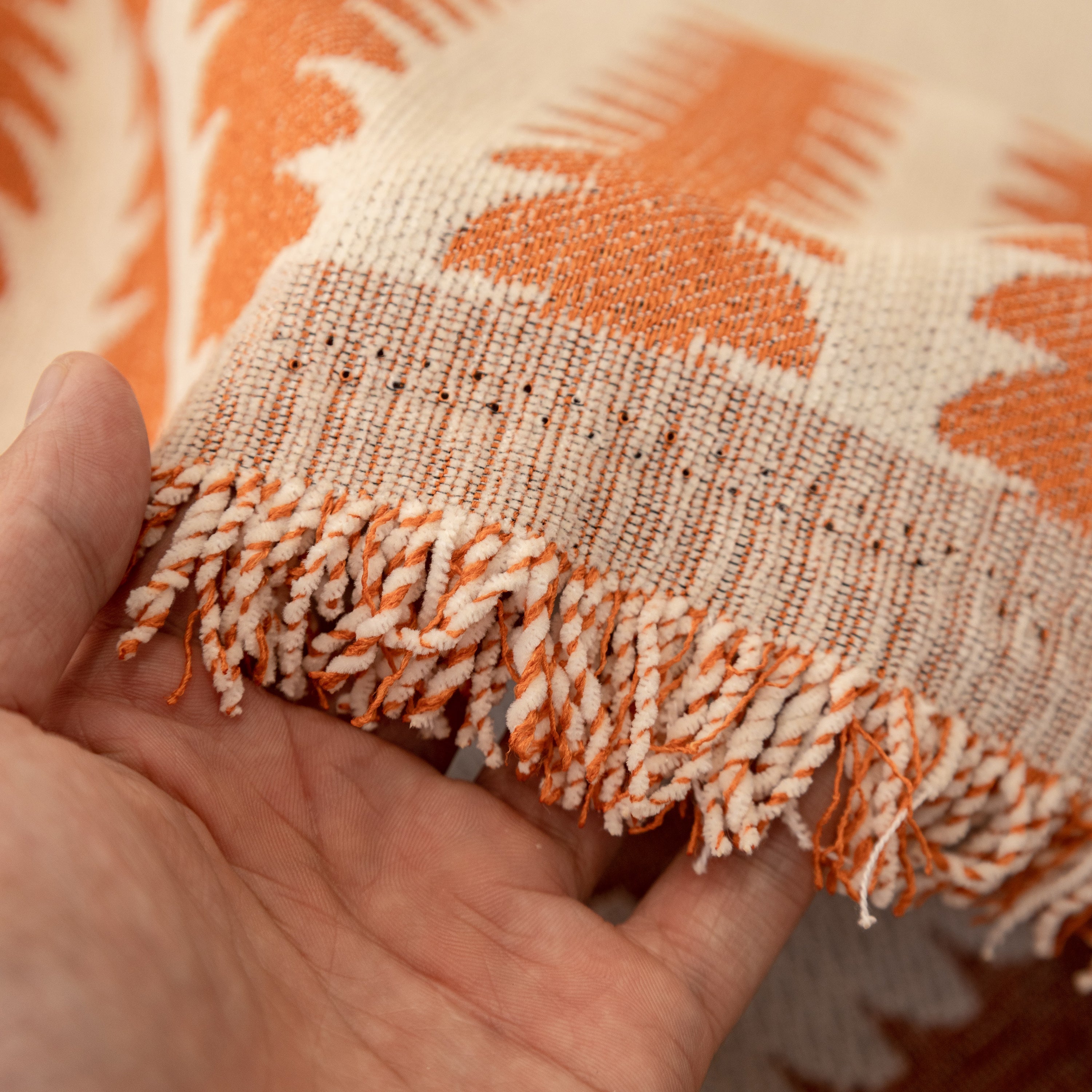 Geometric Chenille Fringed Sofa Cover Throw