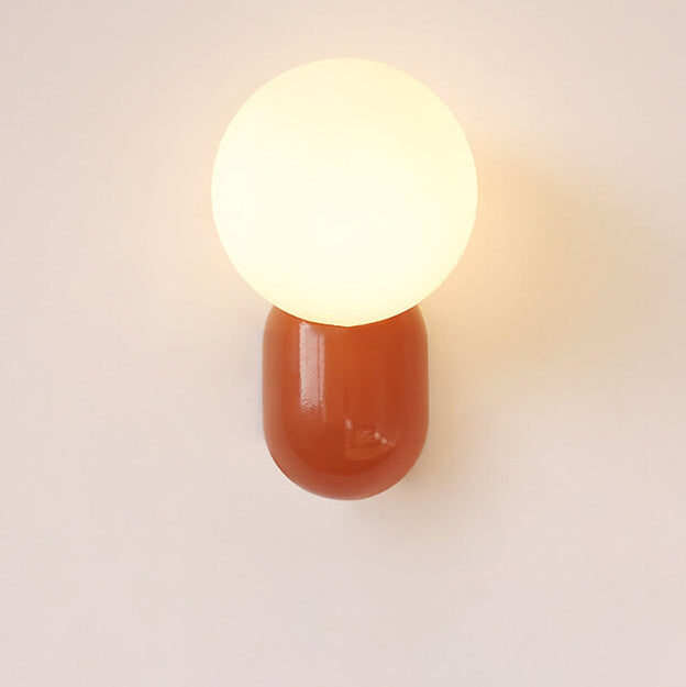 Glass Globe Wall Light with Resin Pebble