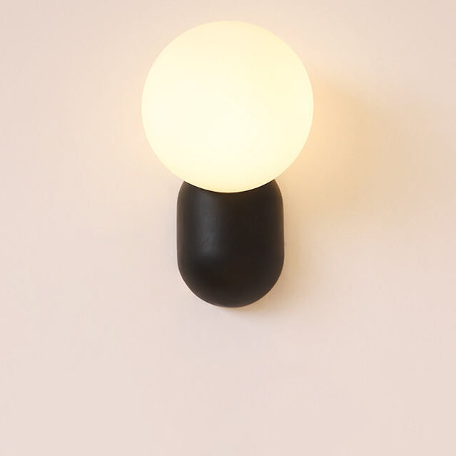 Glass Globe Wall Light with Resin Pebble
