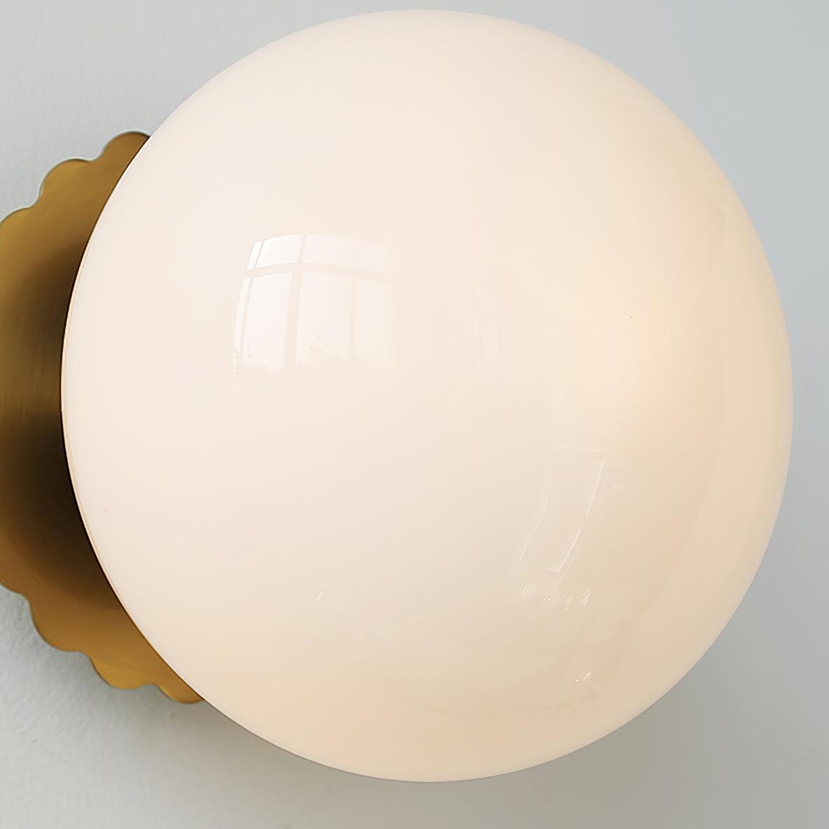 Glass Globe Wall Sconce with Scalloped Brass