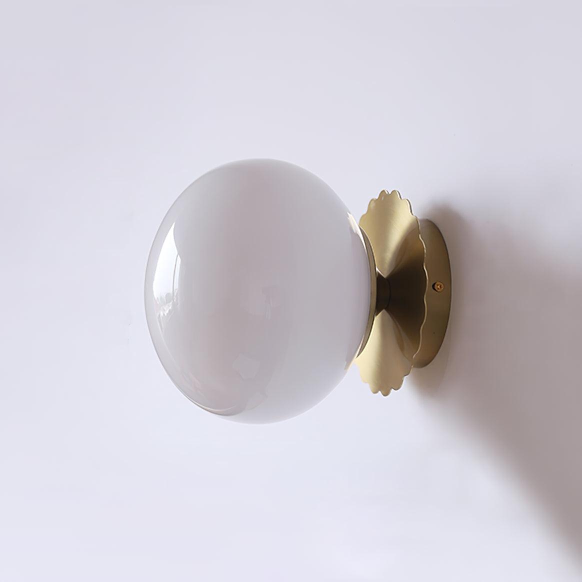 Glass Globe Wall Sconce with Scalloped Brass