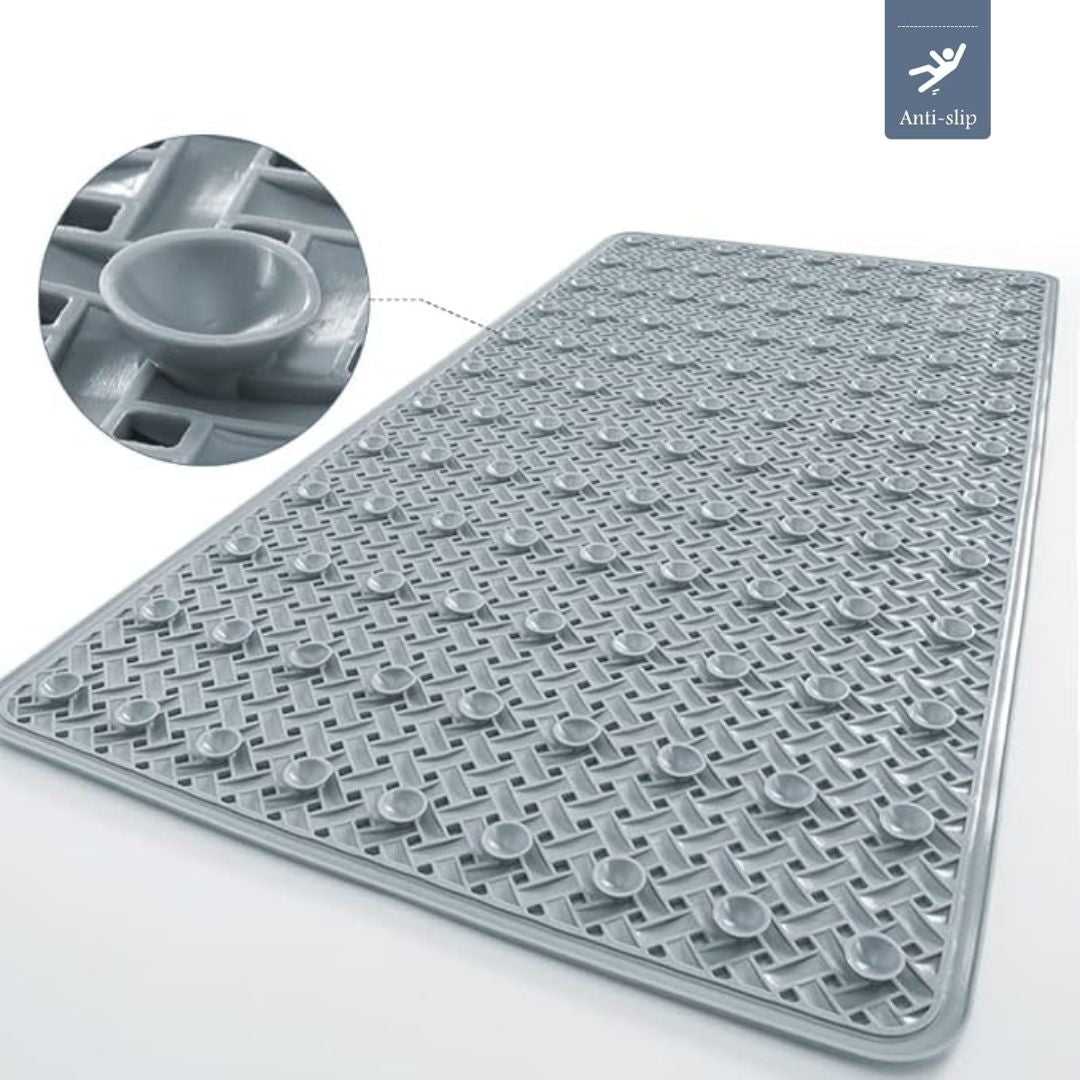 Gray Non Slip Bathtub Mat with Drain Holes
